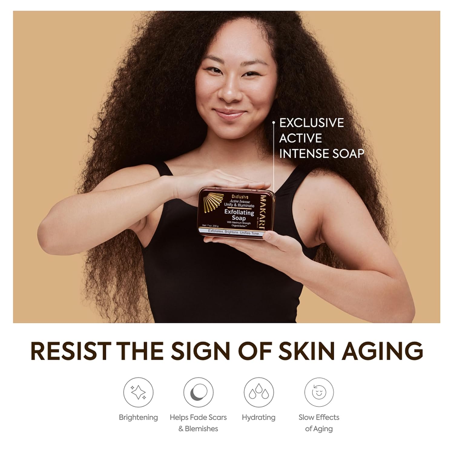 MAKARI Exclusive Active Intense Exfoliating Soap (7oz) | Unify & Illuminate | Advanced Brightening Bar for Dark Spots and Blemishes | Exfoliates Dead Skin Cells and Helps Reveal Natural Skin Radiance