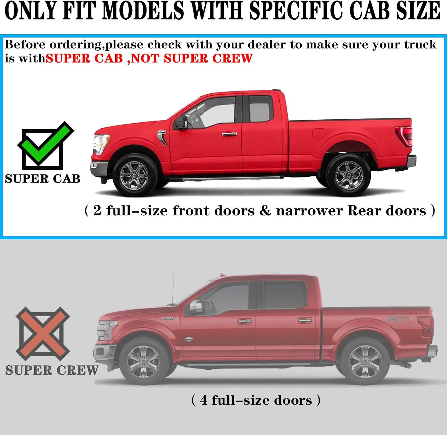 COMNOVA Pair Running Board for 2017-2026 Ford F250 Superduty Crew Cab