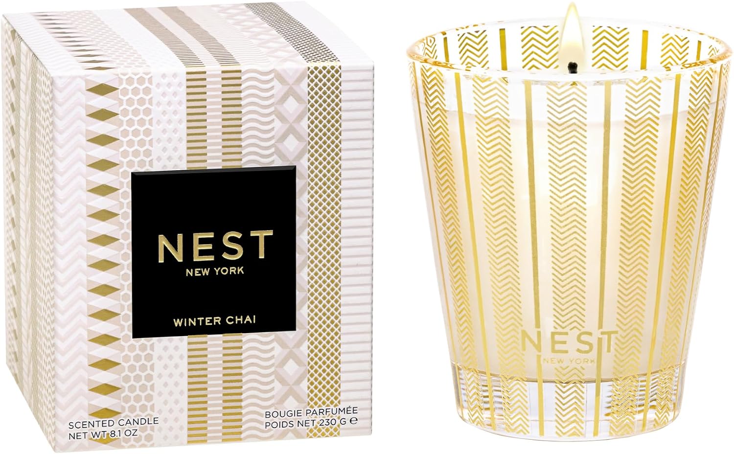 NEST New York Scented Classic Candle, Pumpkin Chai - 8.1 oz - Up to 60-Hour Burn Time - Reusable Glass Vessel