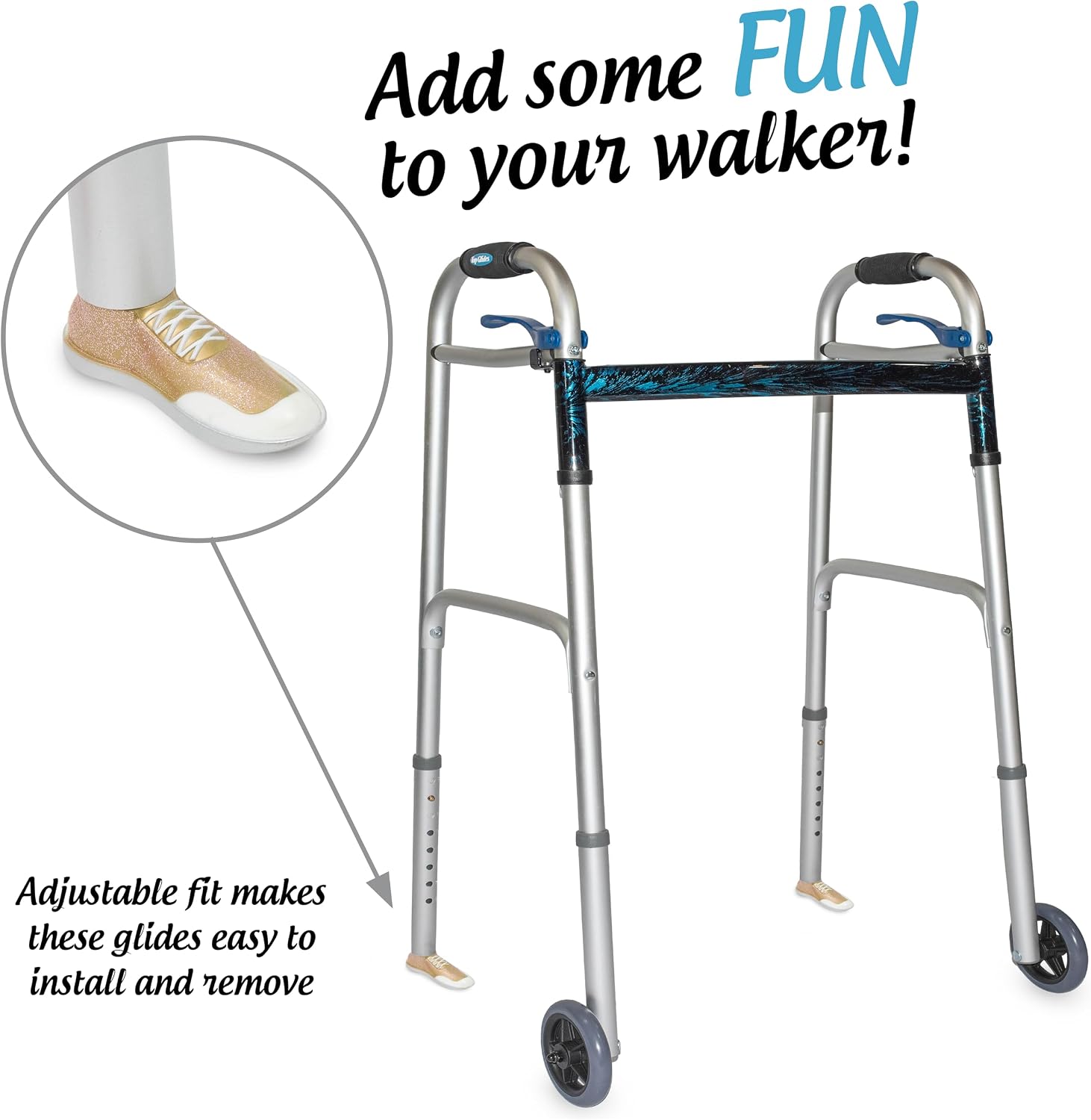 Sneaker Walker Glides for 1" Walker Tubes - Pink - 1 Pair