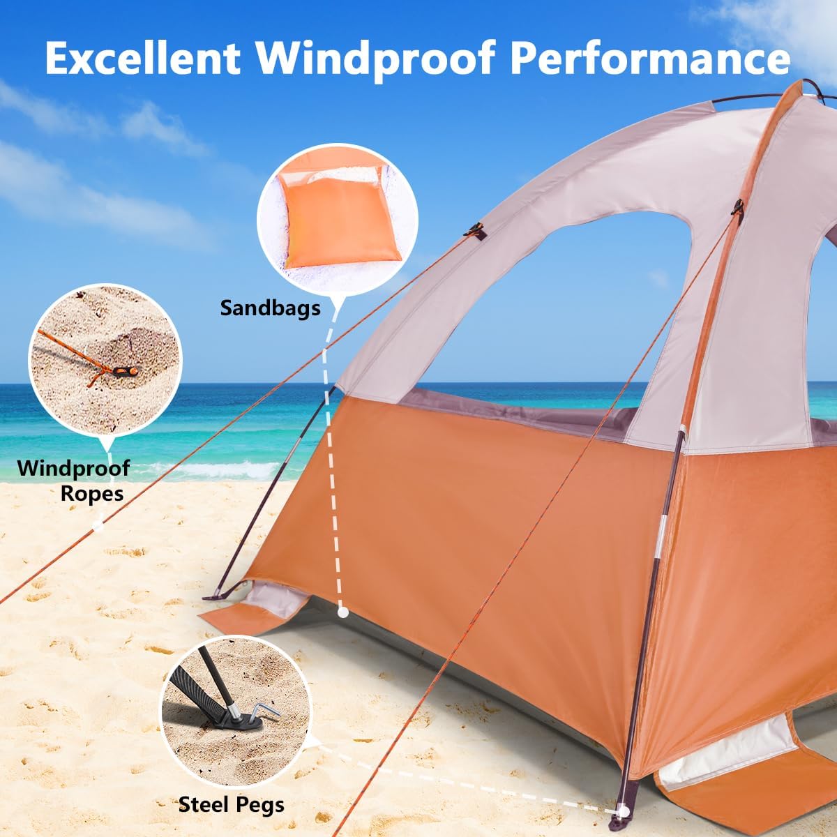 NXONE Beach Tent Sun Shelter, UPF 50+ UV Protection, Easy Setup
