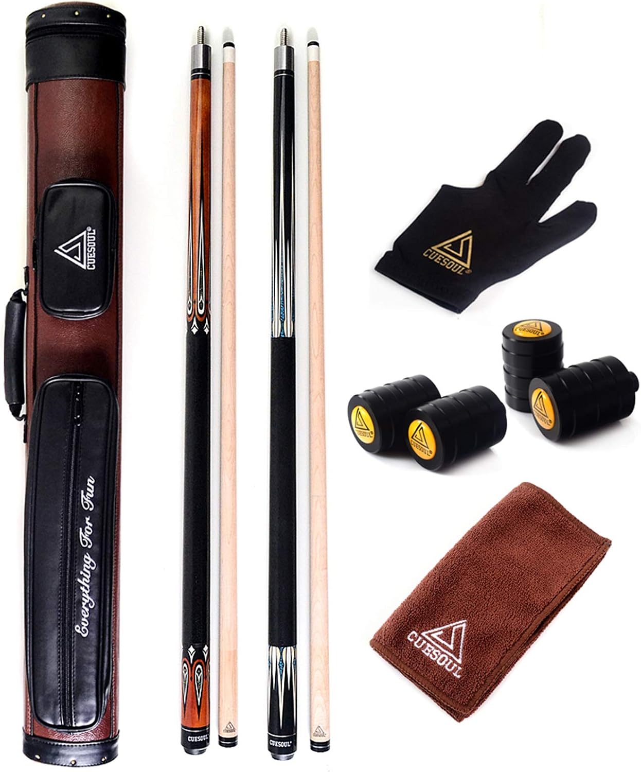 CUESOUL 19oz Pool Cue Sticks with Hard Pool Cue Case