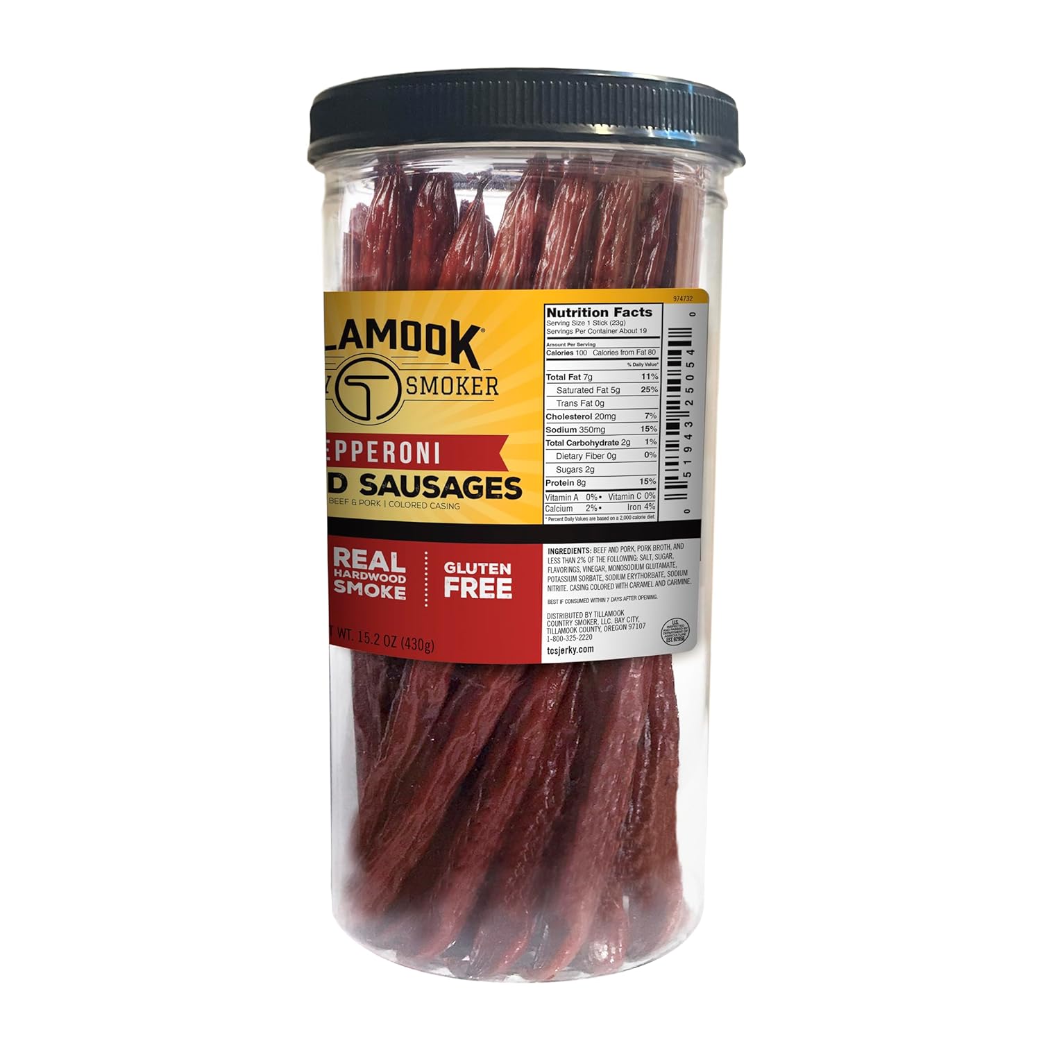 Tillamook Country Smoker Zero Sugar Spicy Jalapeno Smoked Sausages, 10 Oz, 9g Protein, Real Hardwood Slow Smoked High Protein, Low Carb Meat Sticks