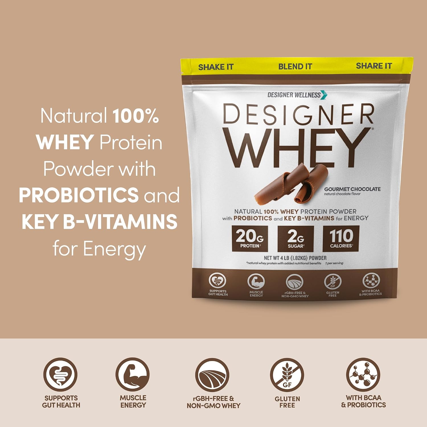 Designer Wellness, Vanilla, Designer Whey Protein Powder, 2 lb