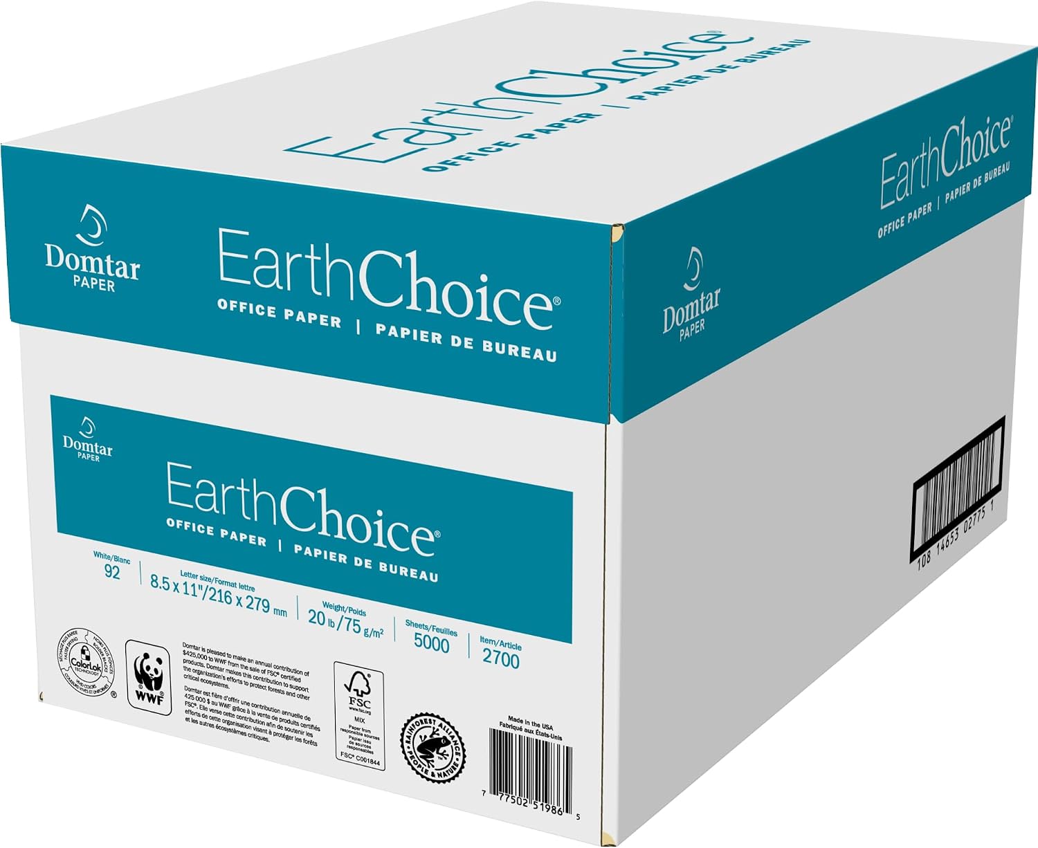 Domtar® 8 1/2" x 11" 20lb Copy Paper (DMR2700) Category: Copy and Multi Purpose Paper, 1 Ream (500 Sheets)
