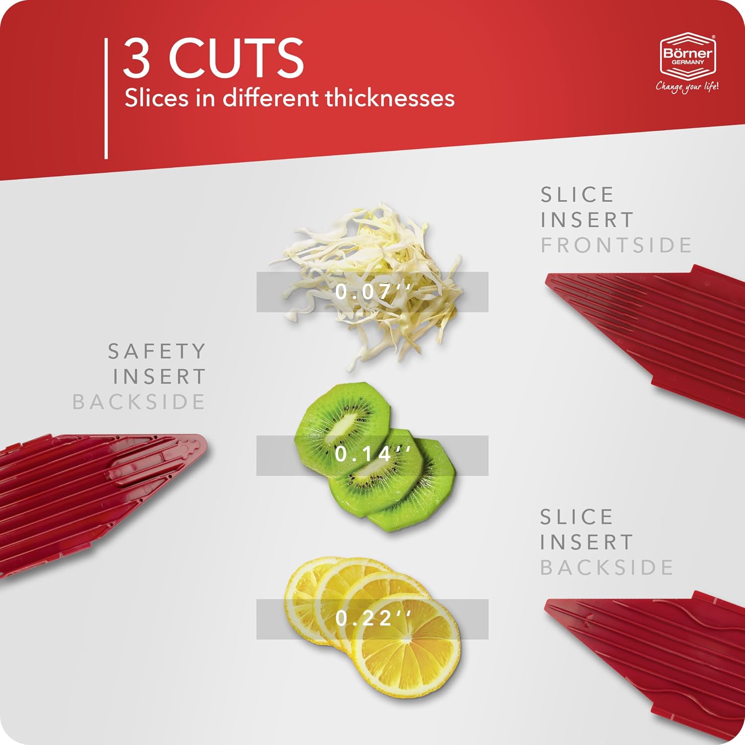 BORNER V Mandoline Slicer Kitchen V1 ClassicLine Starter Set | Vegetable Grater Börner - Quality Made in Germany, Color:Orange