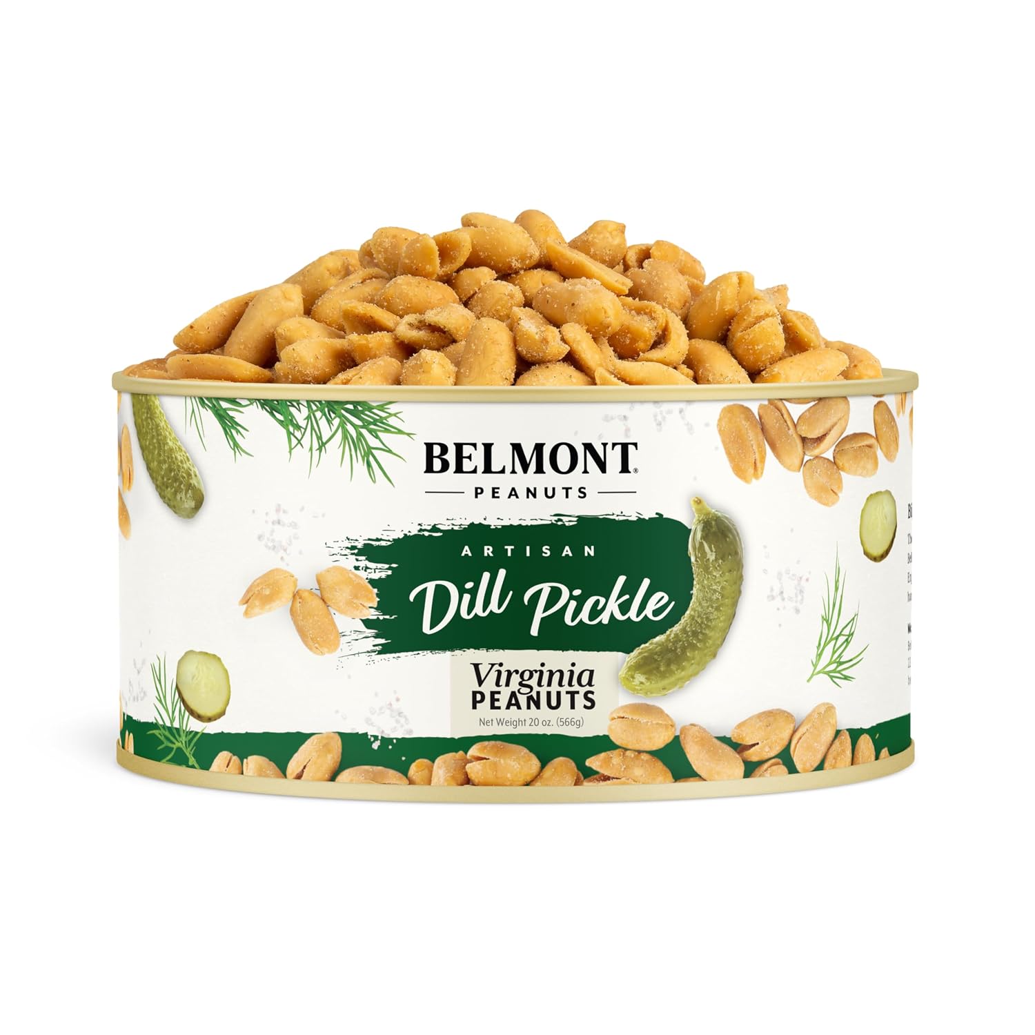 Belmont Peanuts Gourmet Sea-Salted Virginia Peanuts, 20 oz (1 Pack) – Only 3 Simple Ingredients, No Preservatives, 7g Protein – A Premium, Salty, Crunchy, Hand Seasoned Snack