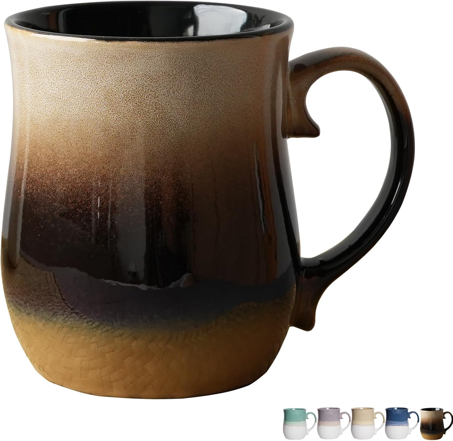 Bosmarlin Extra Large Ceramic Coffee Mug, 26 Oz, Dishwasher and Microwave Safe, Big Oversized Tea Cup, Reactive Glaze (Walnut)