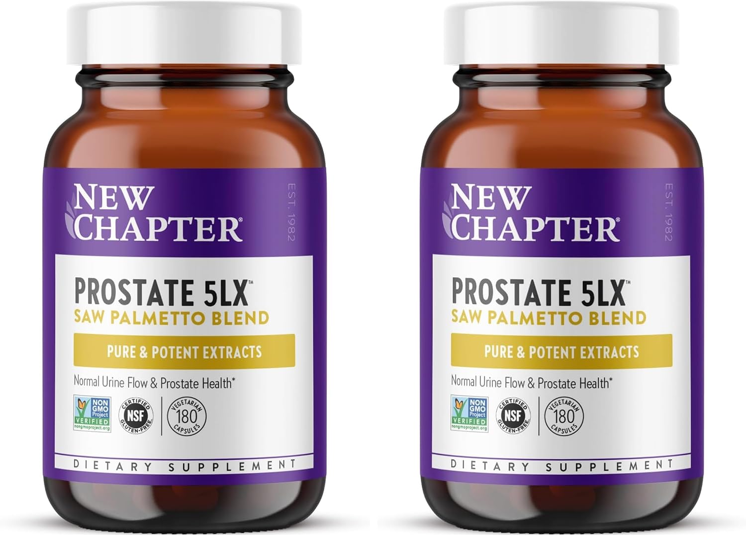 New Chapter Prostate Supplement - Prostate 5LX™ with Clinical Strength Saw Palmetto + Fermented Selenium for Men’s Wellness - 180 ct Vegetarian Capsule
