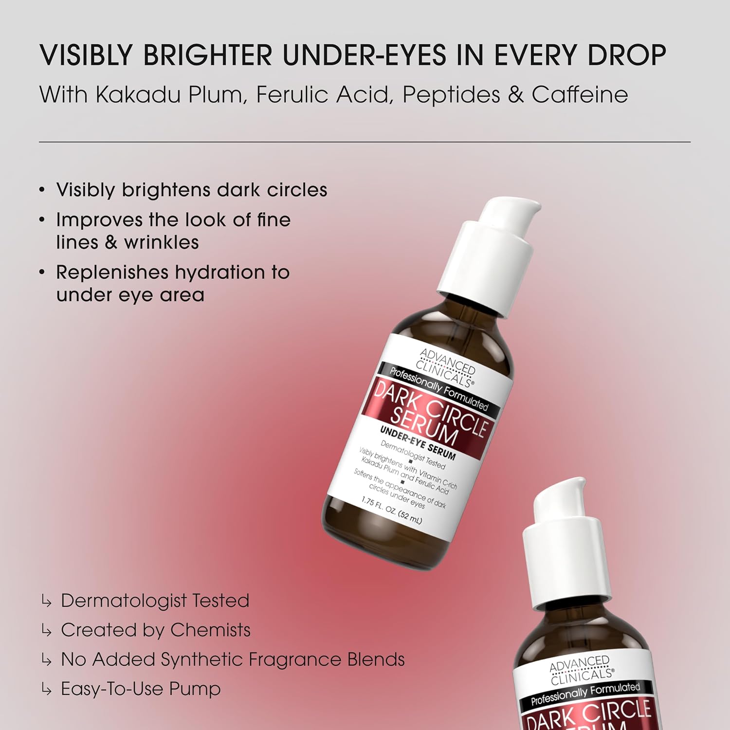 Advanced Clinicals Brightening Vitamin C Serum For Face With Glycolic Acid + Lactic Acid | Vitamin C Eye Serum Face Moisturizer For Improving Look Of Dark Spots & Uneven Complexion, 1.75 Fl Oz