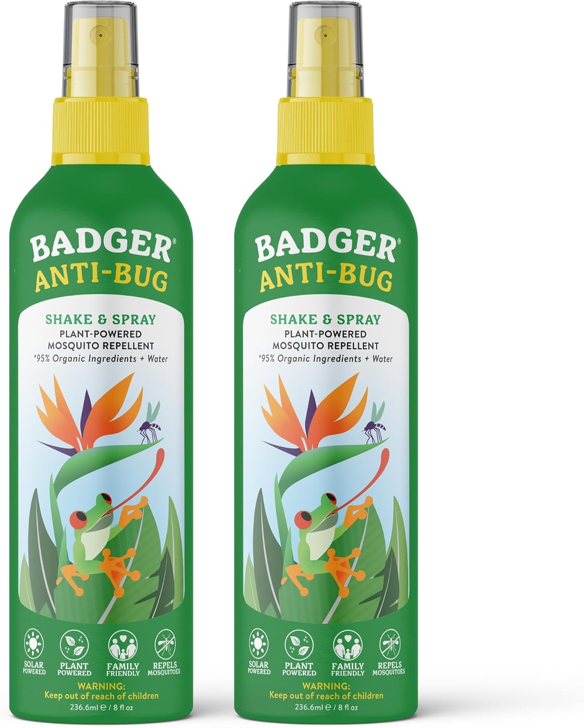 Badger Bug Spray, 3-Hour DEET-Free Mosquito Repellent, Family Friendly, Citronella & Organic Essential Oils, Natural & Vegan Insect Repellent Spray, 4 fl oz Aluminum Bottle