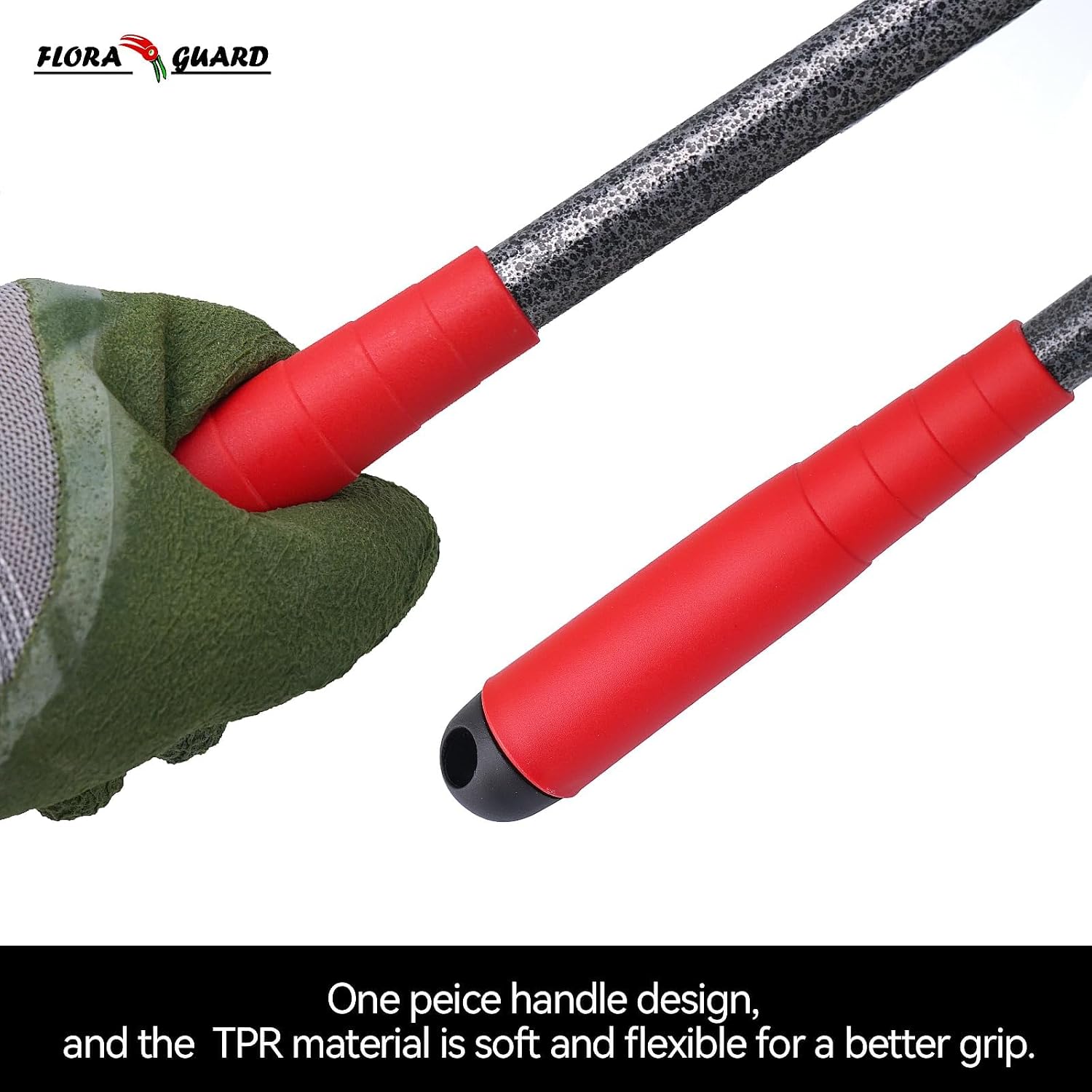 FLORA GUARD 6-Piece Garden Tool Set | Heavy Duty Gardening Hand Tools with High Carbon Steel Including Trowel, Rakes, 2-in-1 Hoe and Crack Weeder