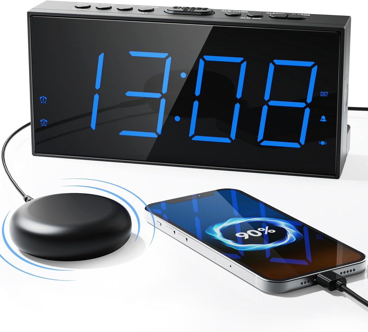 Alarm Clock with Bed Shaker, Vibrating Alarm Clock for Heavy Sleepers