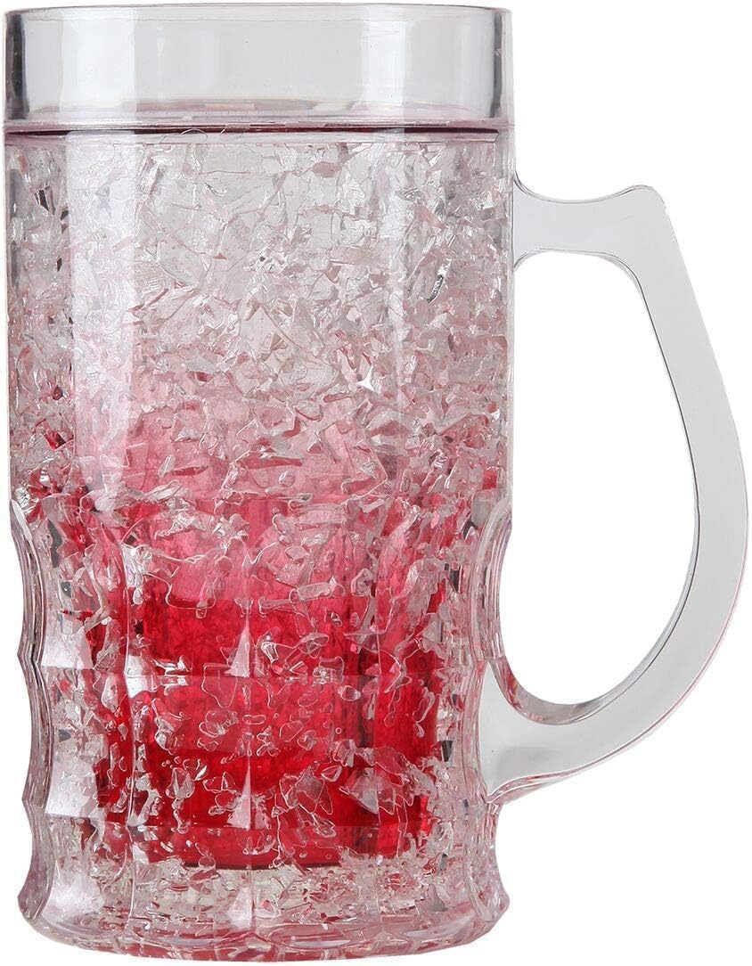 Lily's Home Freezer Beer Mugs - Set of 4 Freezable Gel-Filled 16 oz BPA-Free Acrylic Frozen Mugs for Outdoor Entertaining and Gifting