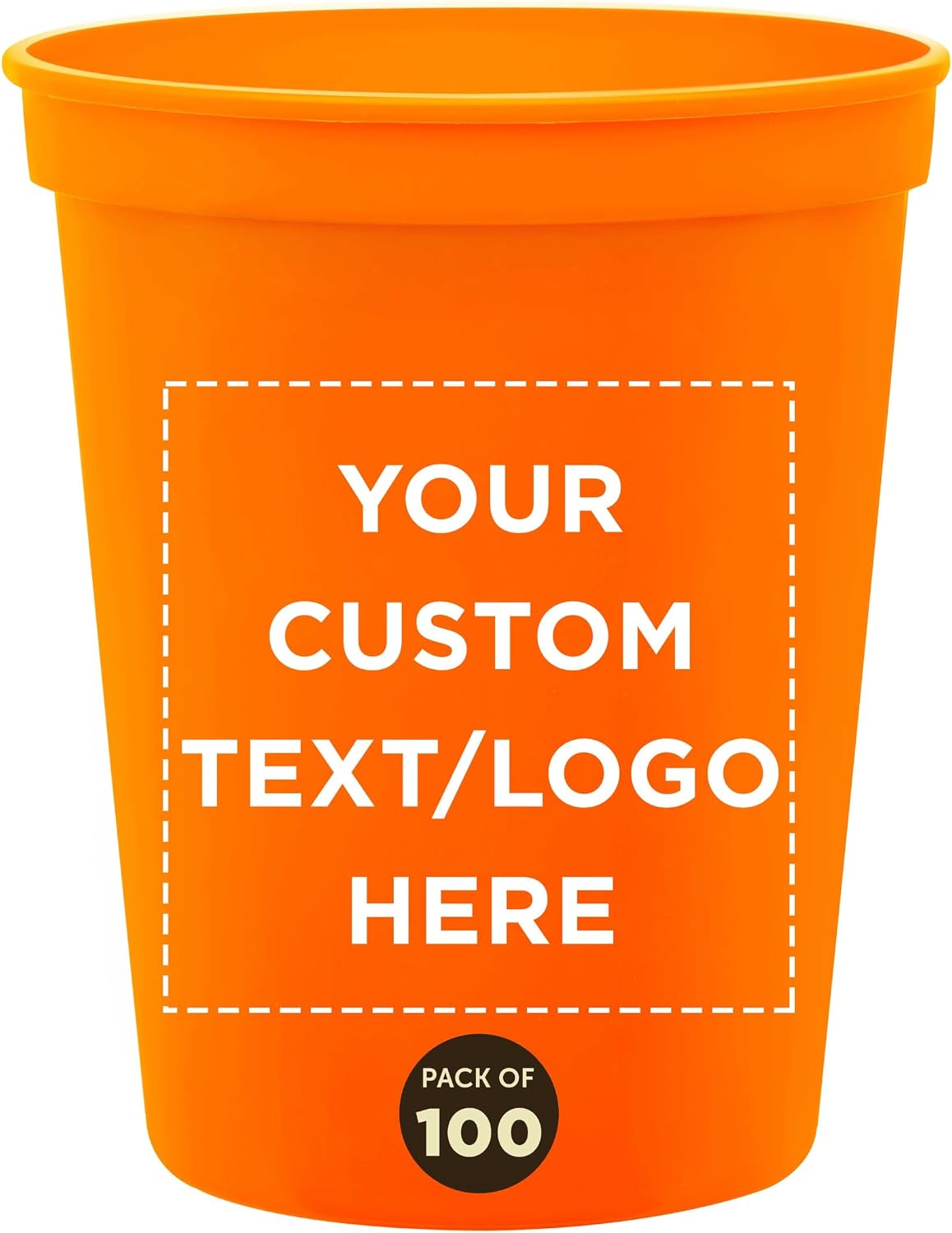 DISCOUNT PROMOS Custom Plastic Stadium Cups 16 oz. Set of 10/50/100, Personalized Bulk Pack - Perfect for Birthdays, Weddings, Picnic, Beach