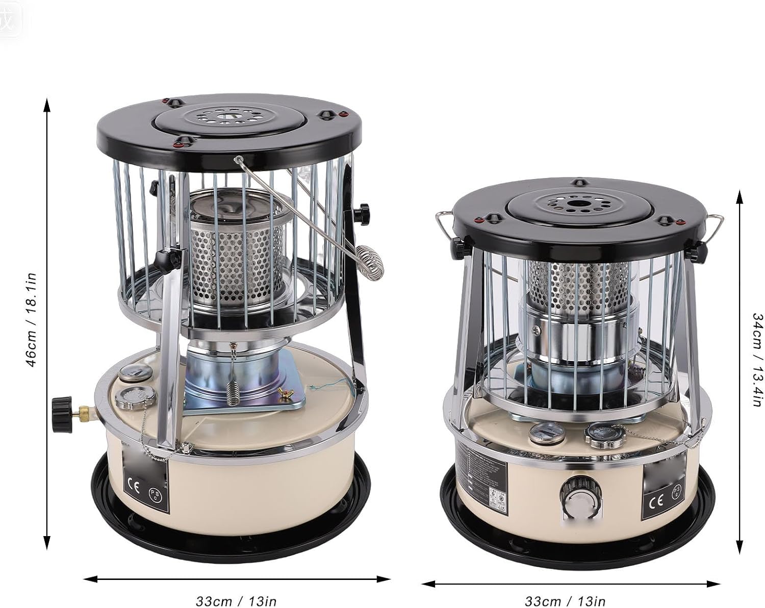 2.6KW Adjustable Height Kerosene Heater, Non-Electric Portable Radiant Heater with 25H Burn Time for Garage Camping