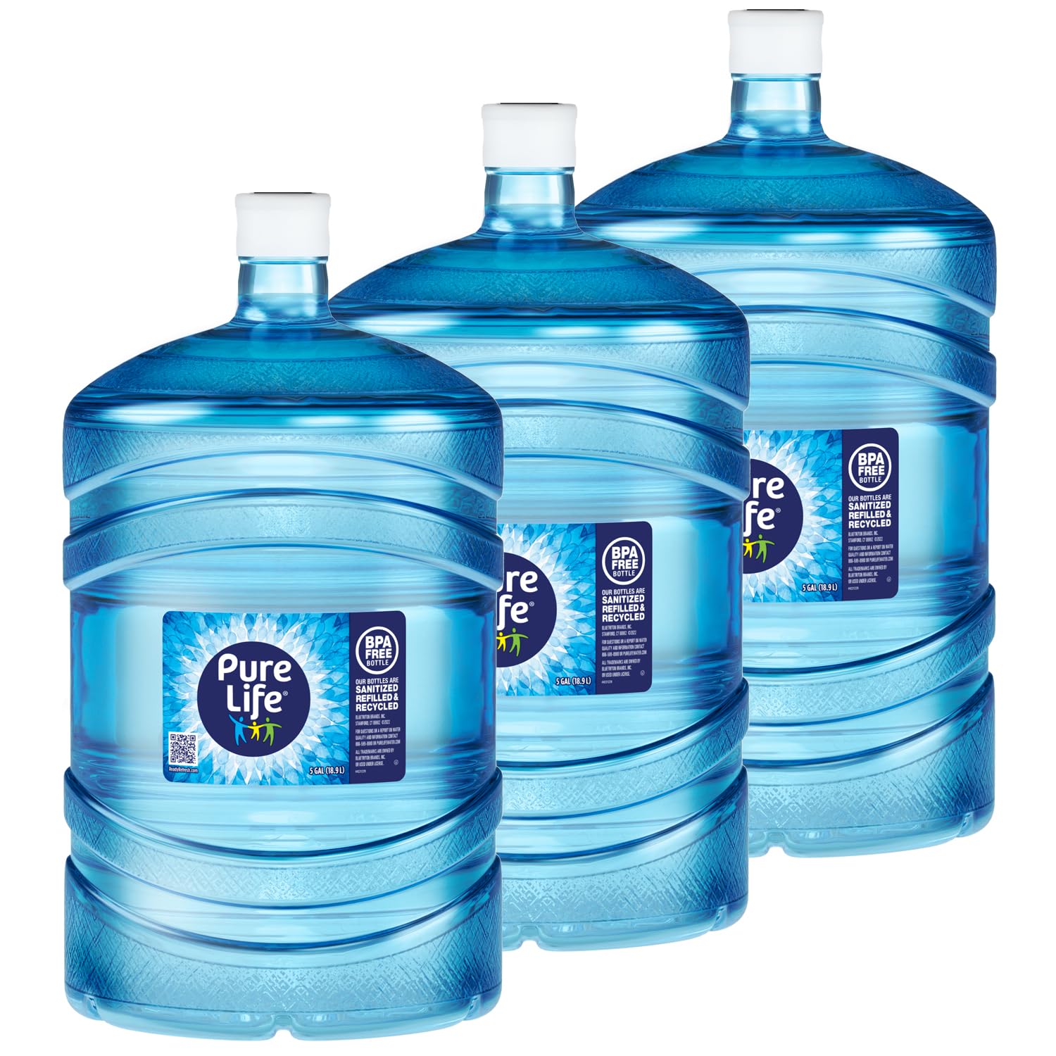 Pure Life Purified Bottled Water - 5 Gallon, 3 Pack | Still Drinking Water Enhanced with Minerals for a Crisp Taste