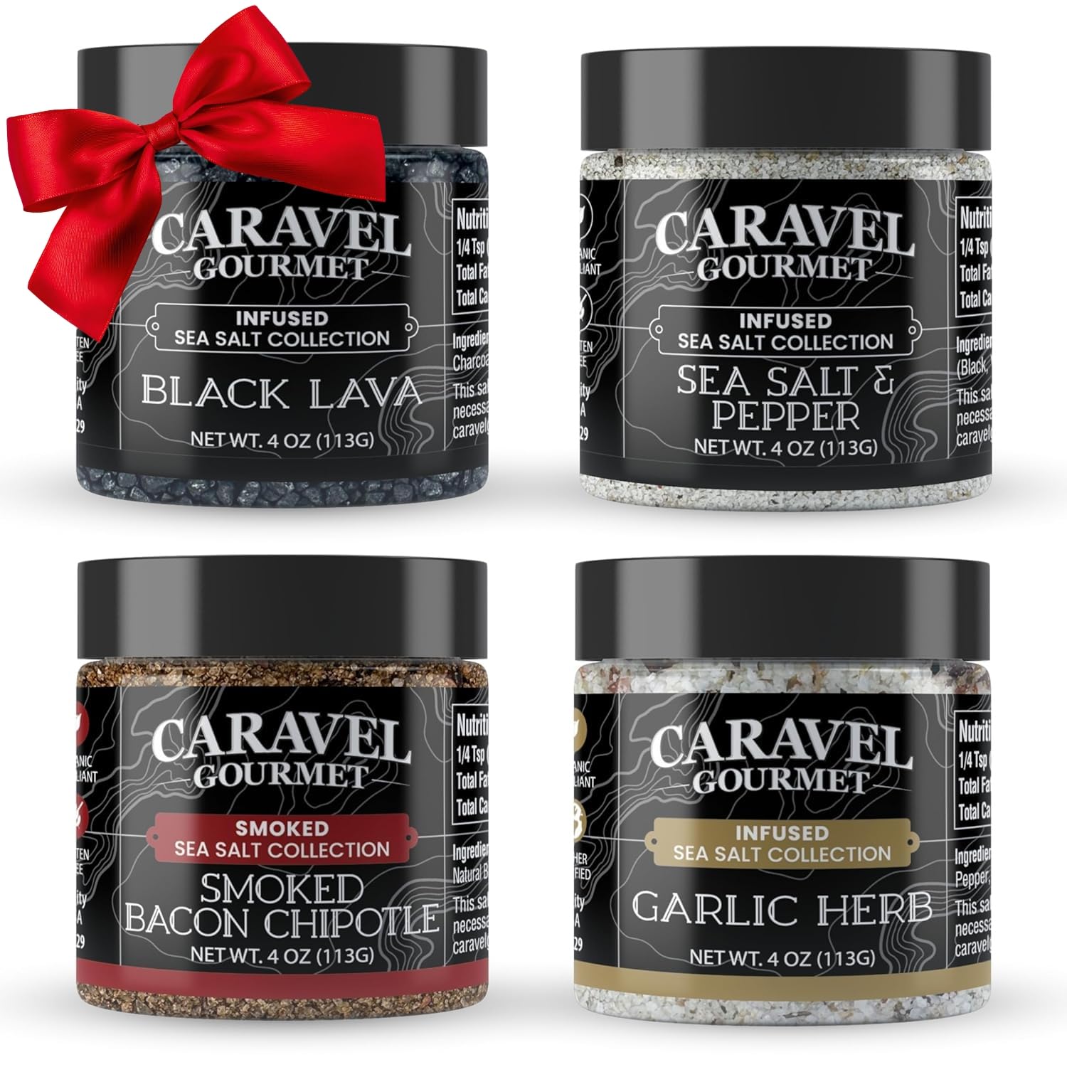 Caravel Gourmet Smoked Sea Salt Sampler, 6-Flavor Grilling Salts, 0.5 oz | Grilling & cooking salts bundle, finishing salt & spice variety pack gift for special occasions