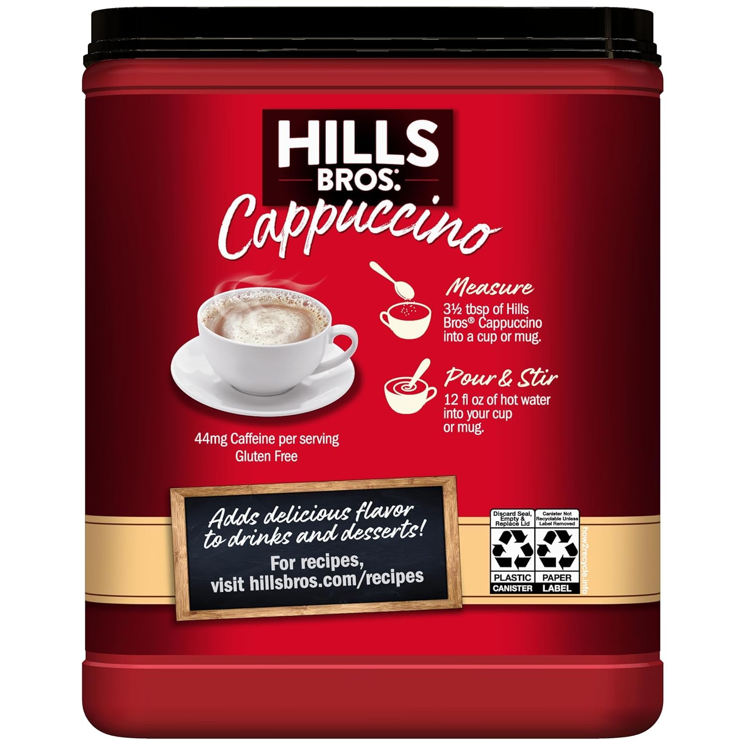Hills Bros. Cappuccino Mix – Rich, Frothy Coffeehouse-Tasting Instant Drink Mix – Quick and Easy Preparation – Perfect for Hot & Iced Drinks & Creaming Coffee – Double Mocha, 1 Pack of 16oz