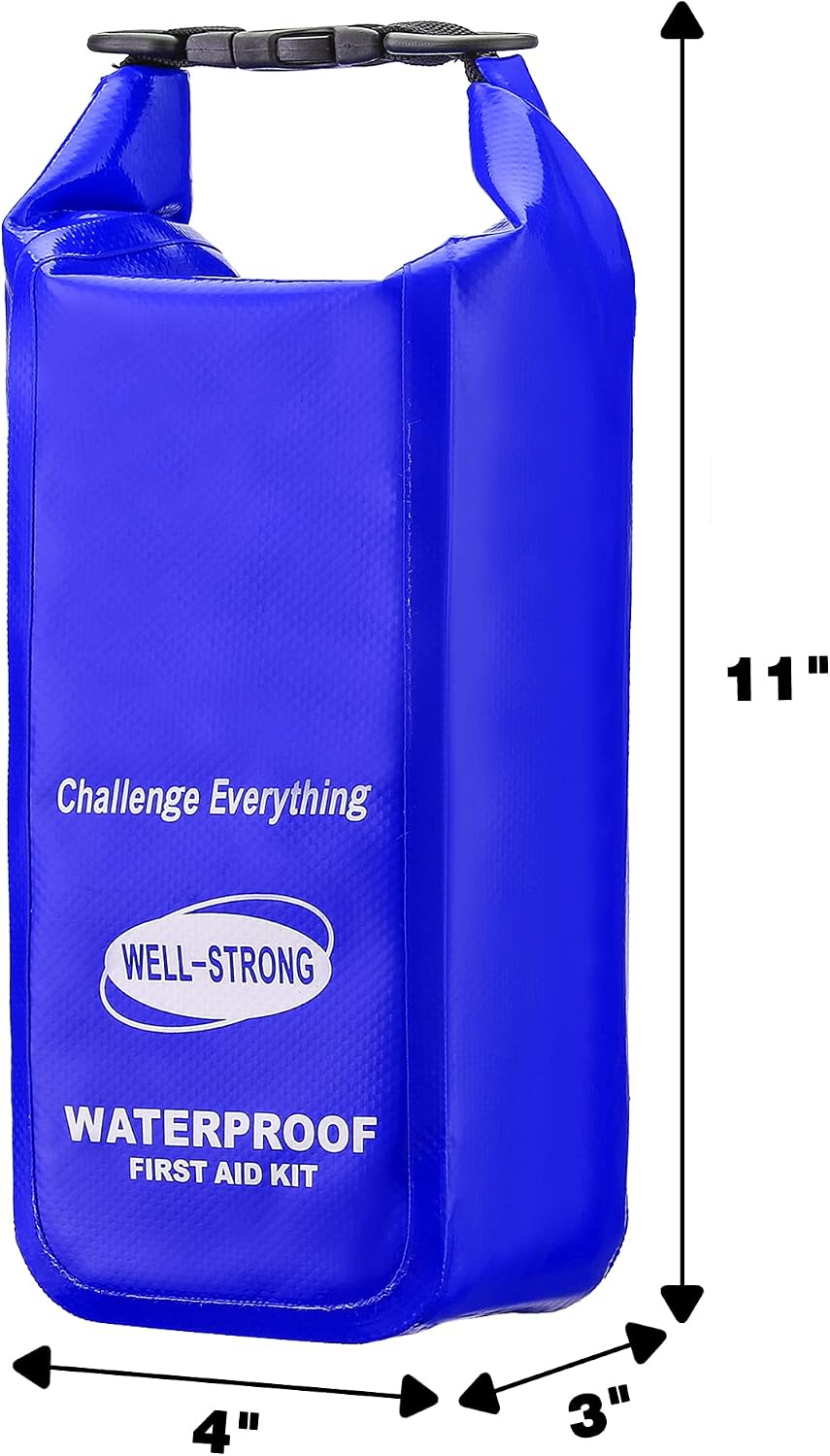 Waterproof First Aid Kit Roll Top Boat Emergency Kit with Waterproof Contents for Fishing Kayaking Boating Swimming Camping Rafting Beach Red