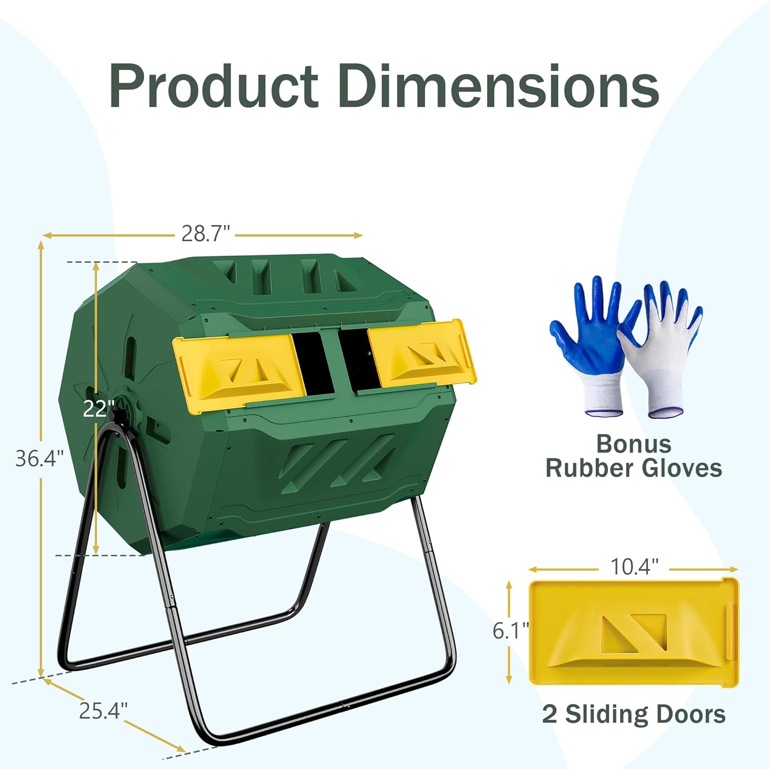 Nova Microdermabrasion 43 Gallon Compost Tumbler Bin Composter Dual Chamber BPA Free Compost Bin Outdoor Rotating Garden Yard Waste Bins
