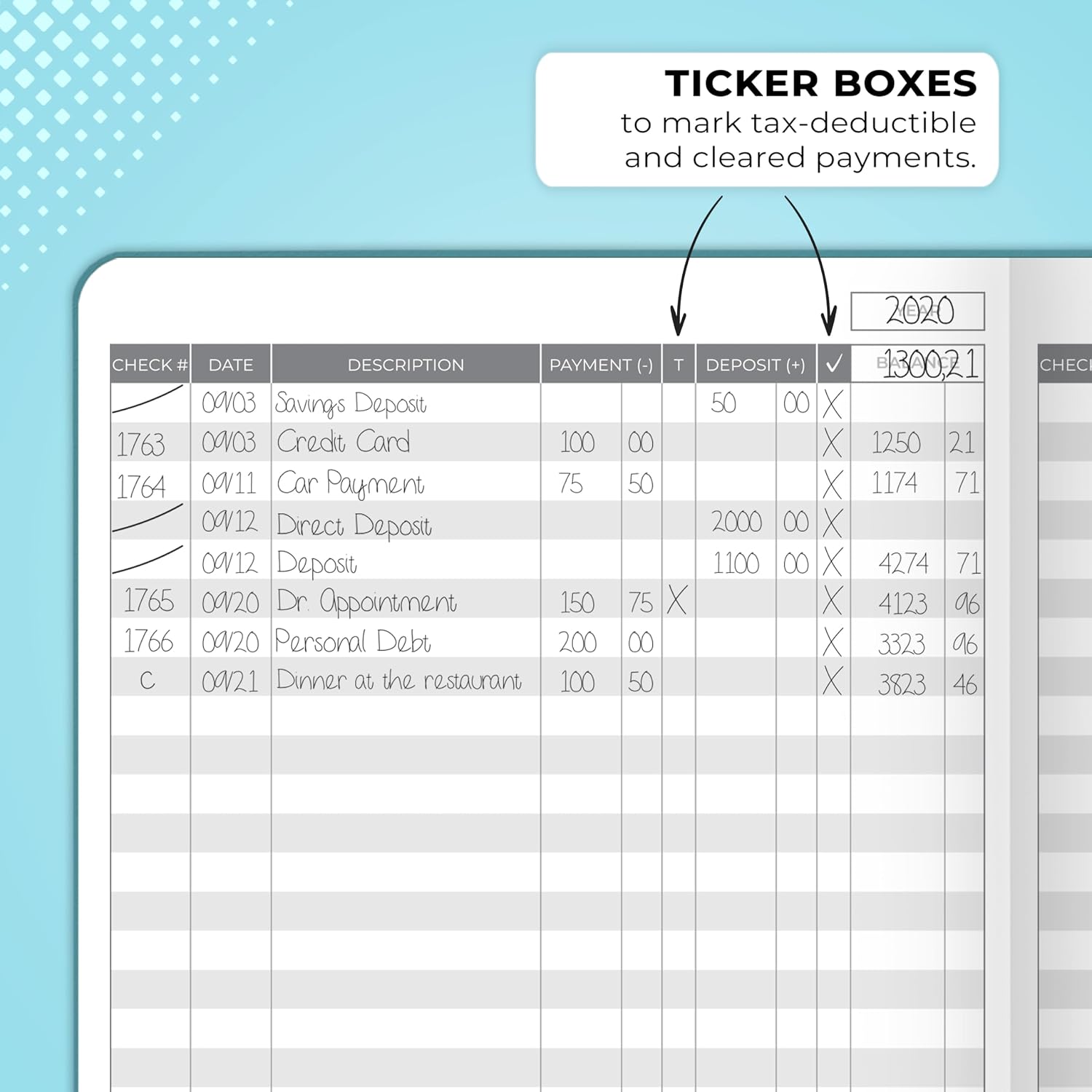 Clever Fox Check Register Book, Checkbook Ledger, 5.8x8.3 Purple