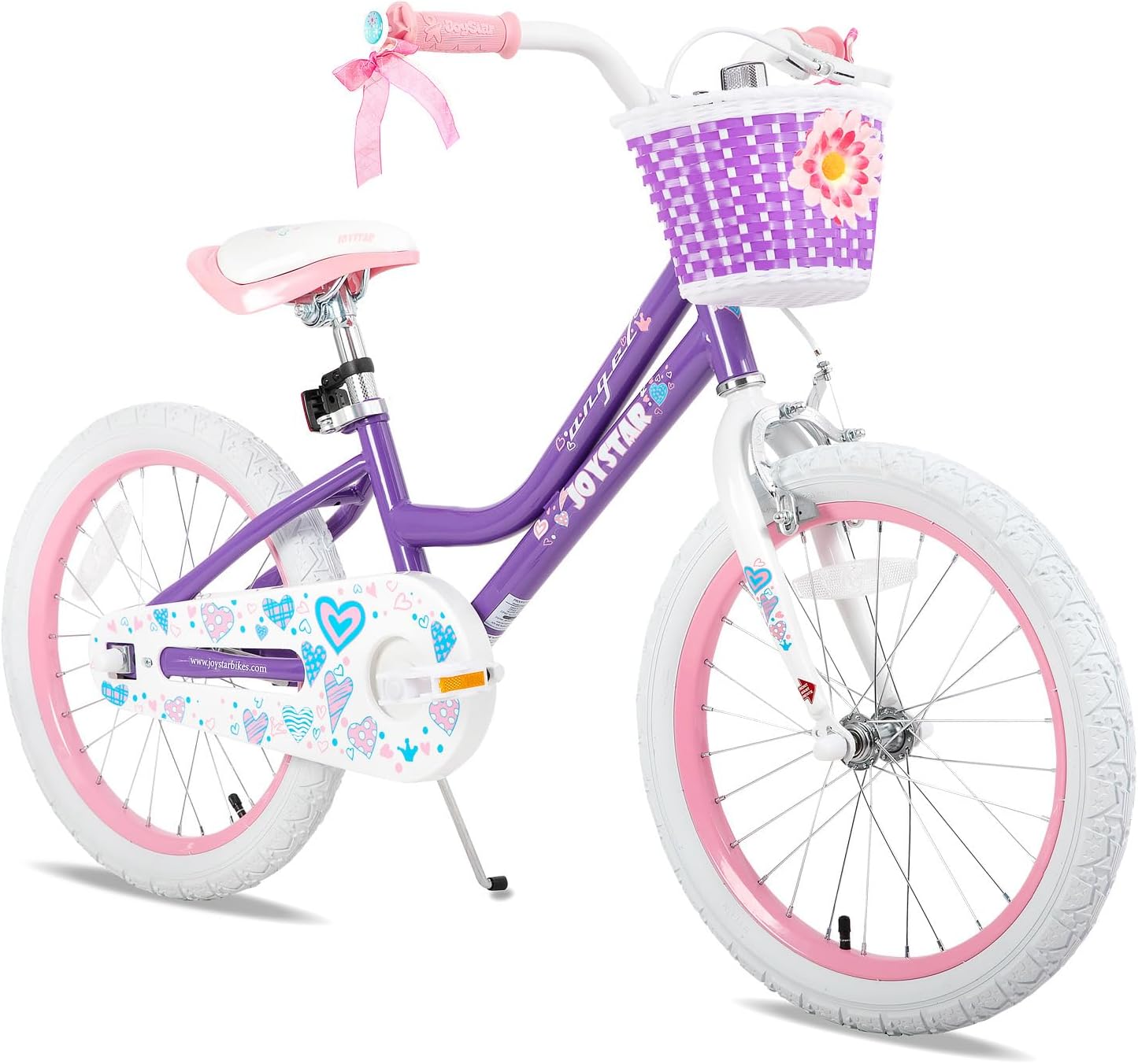 JOYSTAR Angel Girls Bike for Toddlers and Kids Ages 2-12 Years | 12-20 Inch Kids Bike with Training Wheels & Basket, 20 24“ Bicycle with Kickstand