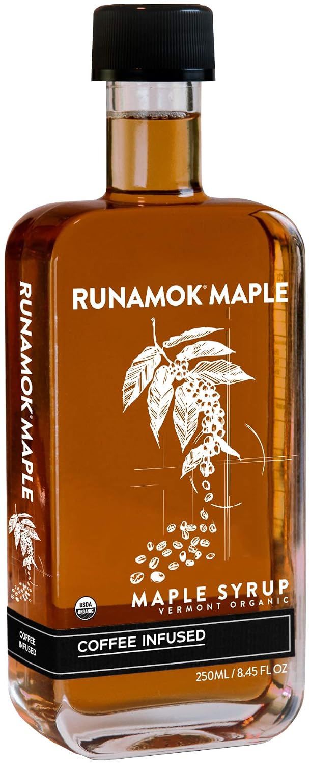 Runamok Maple Cinnamon-Vanilla Infused Maple Syrup - Authentic & Real Vermont Maple Syrup | Gluten Free & Natural Sweetener | Breakfast, Coffee, Pancakes Maple Syrup | 8.45 Fl Oz (250mL)