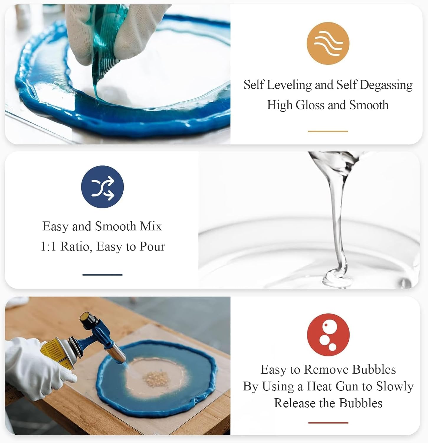 Epoxy Resin, 32OZ Epoxy Resin Crystal Clear, Not-Yellowing No-Bubble, Self Leveling Easy Pour/Mix 1:1 Casting Kit & Coating for DIY Jewelry Making