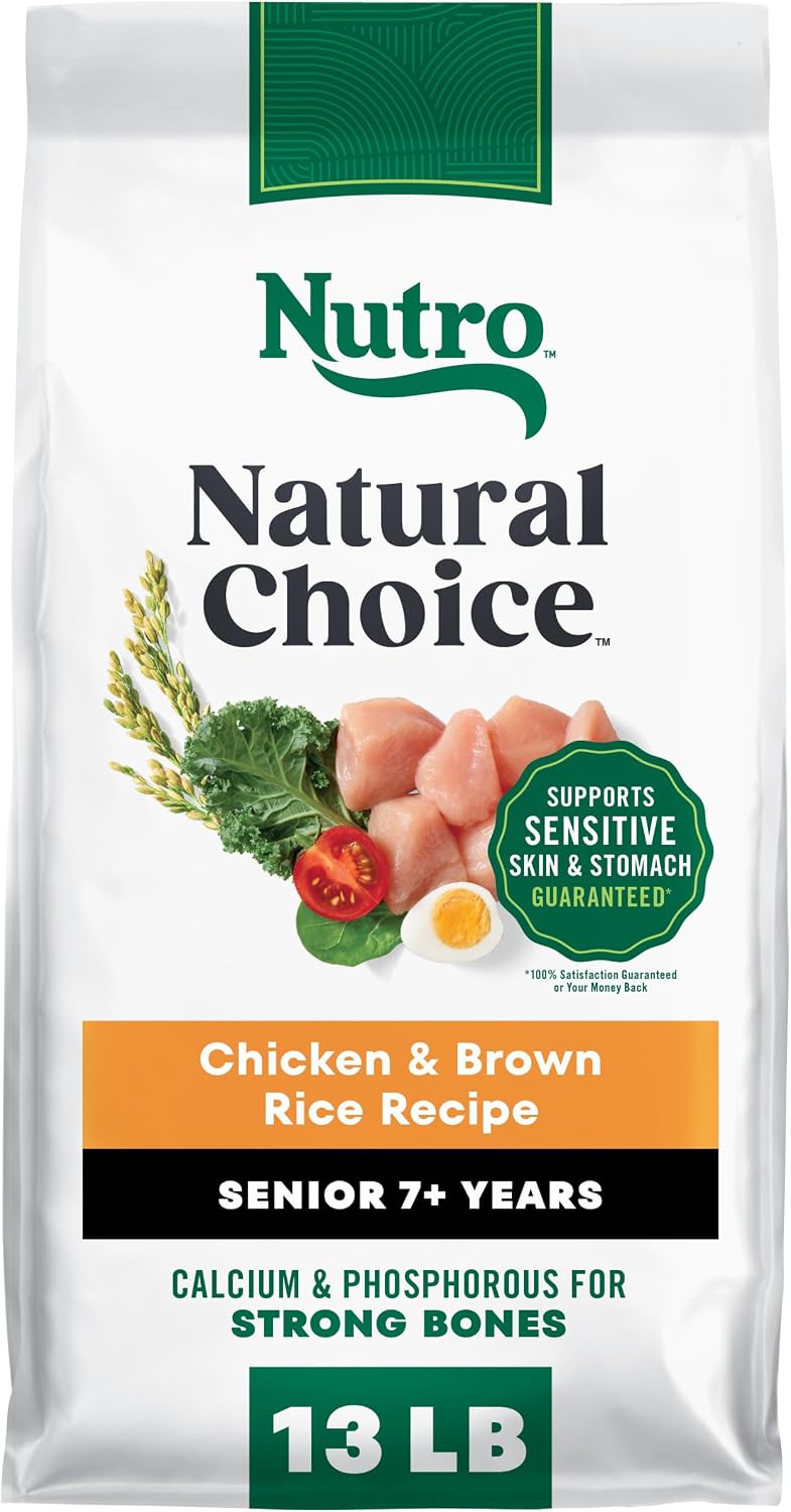Nutro Natural Choice Senior Dry Dog Food, Chicken & Brown Rice, 30 lb | Non-GMO, Real chicken #1 ingredient, no corn, wheat, soy, supports bones, digestion & immunity, dental health & skin/coat