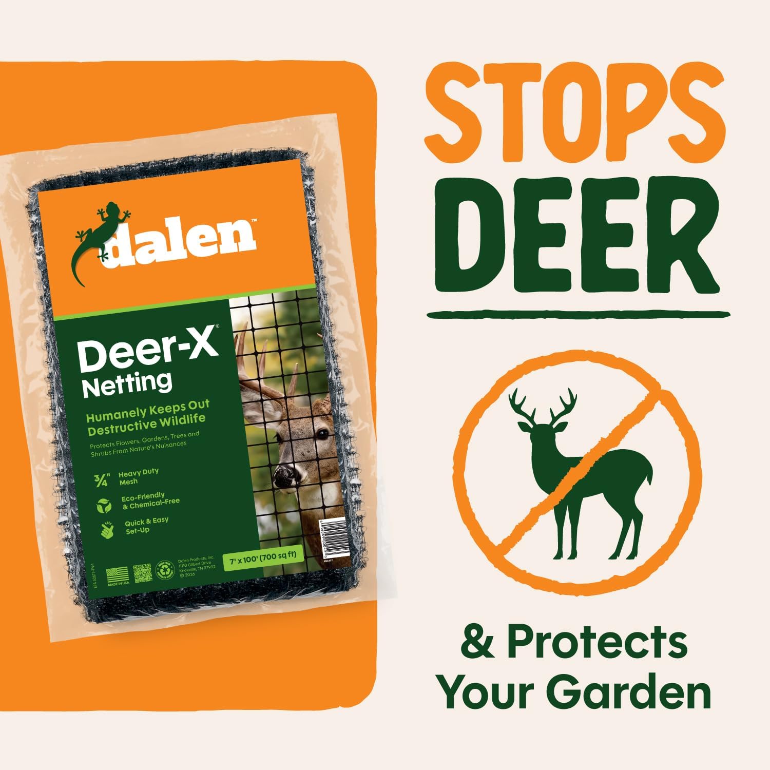Dalen Deer-X Protective Netting for Gardens & Landscapes - 7 ft x 100 ft | Black Garden Netting, 3/4-inch Mesh - Helps Deter Deer from Vegetables