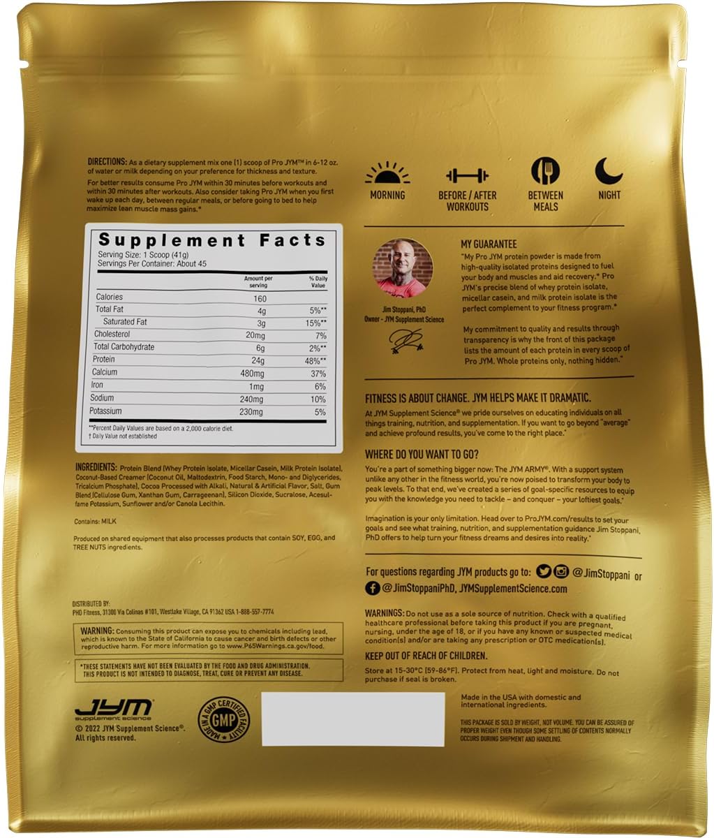 JYM Tahitian Vanilla Bean Whey & Casein Protein Powder, 1.7 lb, 22 Servings | Micellar Casein & Milk Protein Isolate, Lean Muscle Building, Pre & Post Workout Nutrition, Men & Women