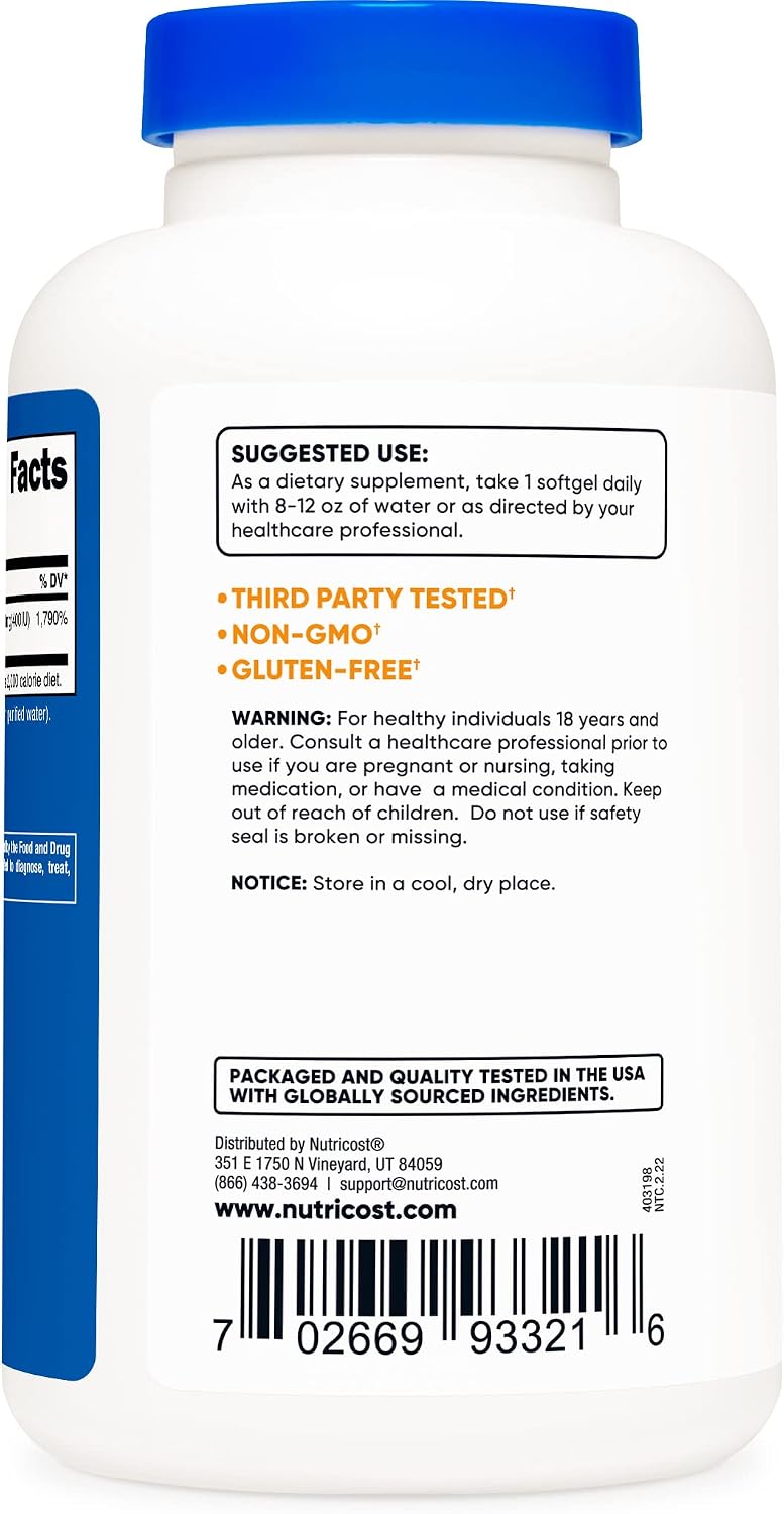 Nutricost Vitamin E 400 IU, 240 Softgel Capsules - Gluten Free, Non-GMO