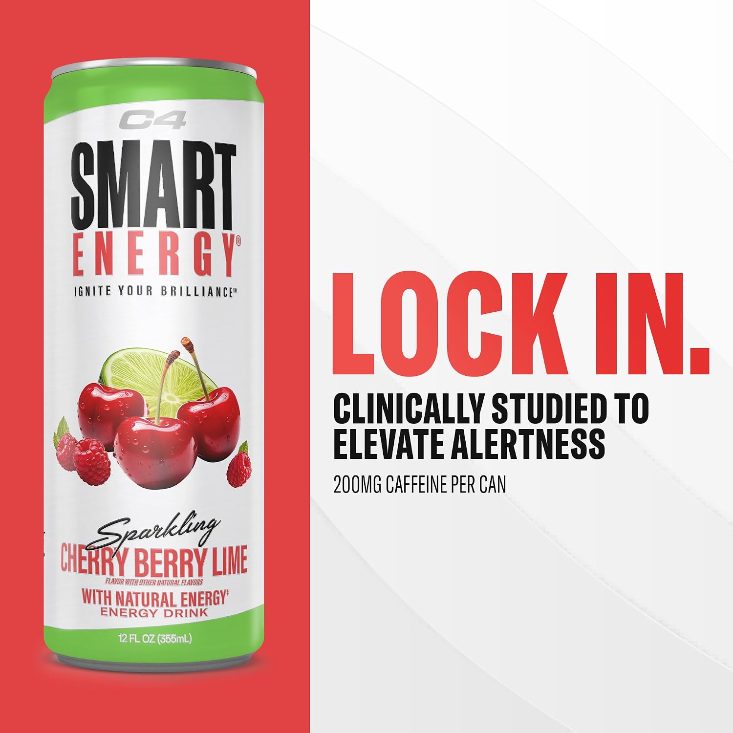 C4 Smart Energy Drink, 200mg Caffeine, 12 Fl Oz 12pk