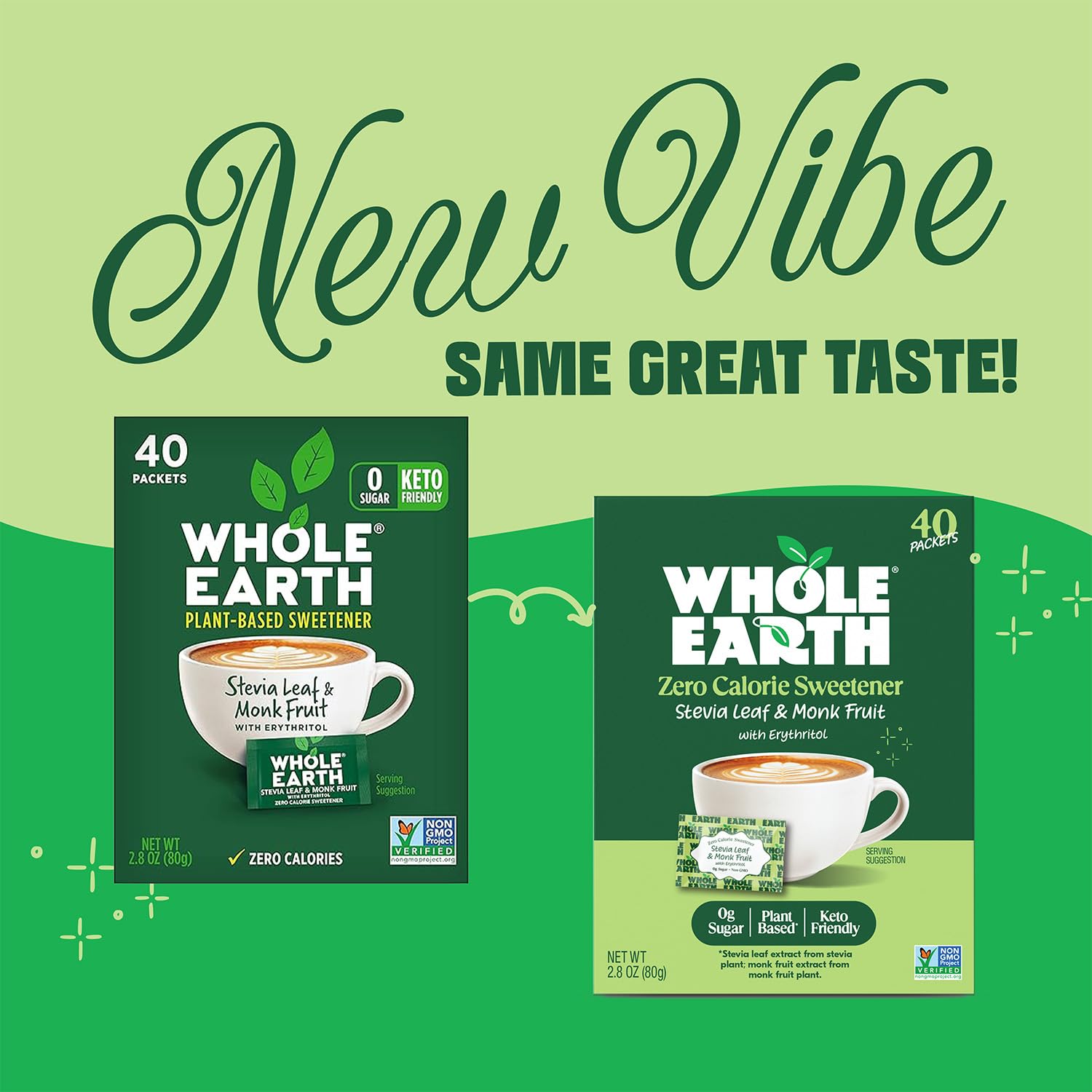Whole Earth Sweetener Co. NATURE SWEET Stevia & Monk Fruit Sweetener, Erythritol Sweetener, Sweet Leaf Stevia Packets, Sugar Substitute, Natural Sweetener, 80 Count