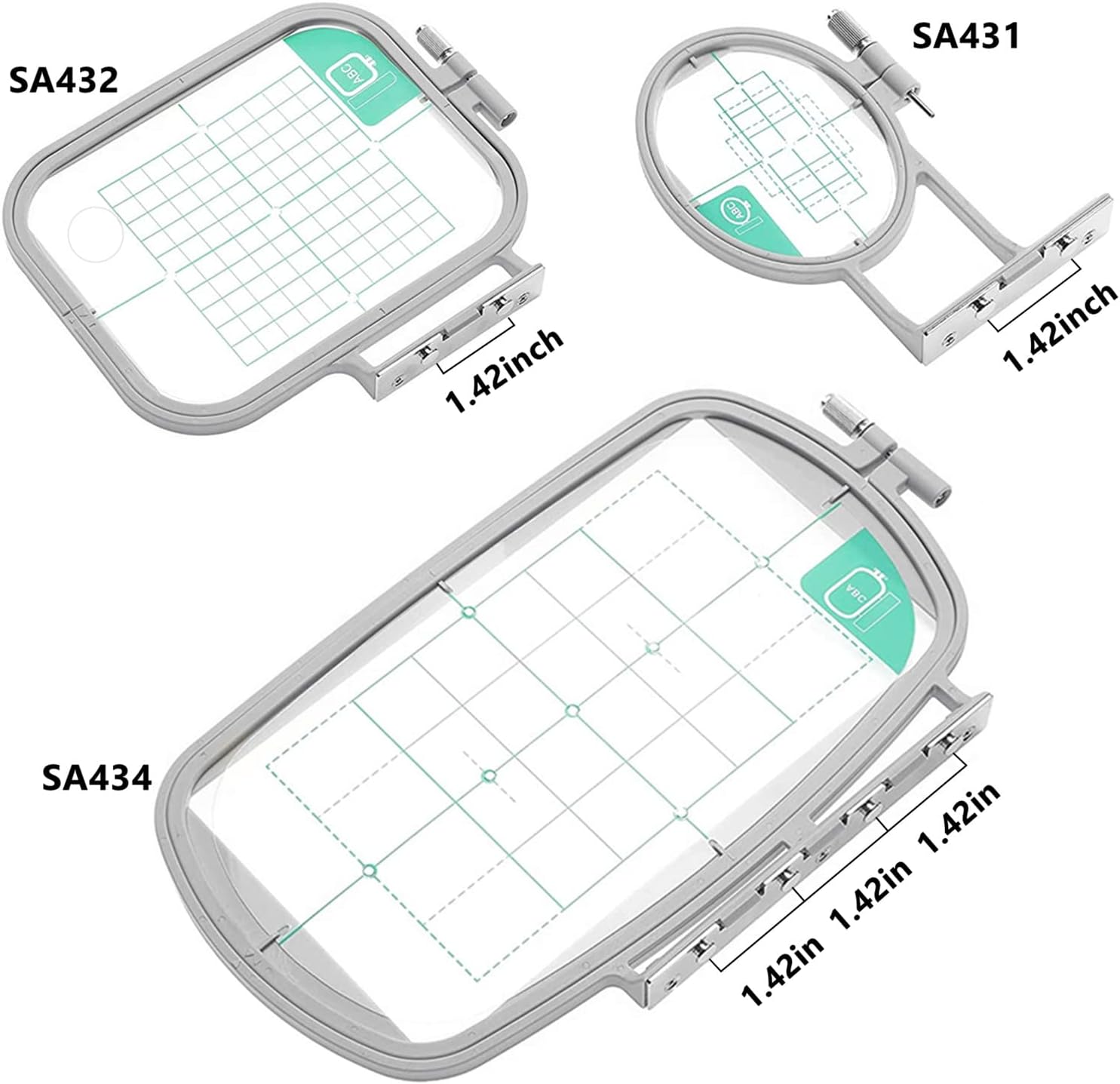 YEQIN Embroidery Hoops 3 in 1 Set (SA431+SA432+SA434) for Brother SE625 SE600 SE425 SE400 PE550D PE540D PE535 PE525 PE500 LB5000 LB7000 LB6800