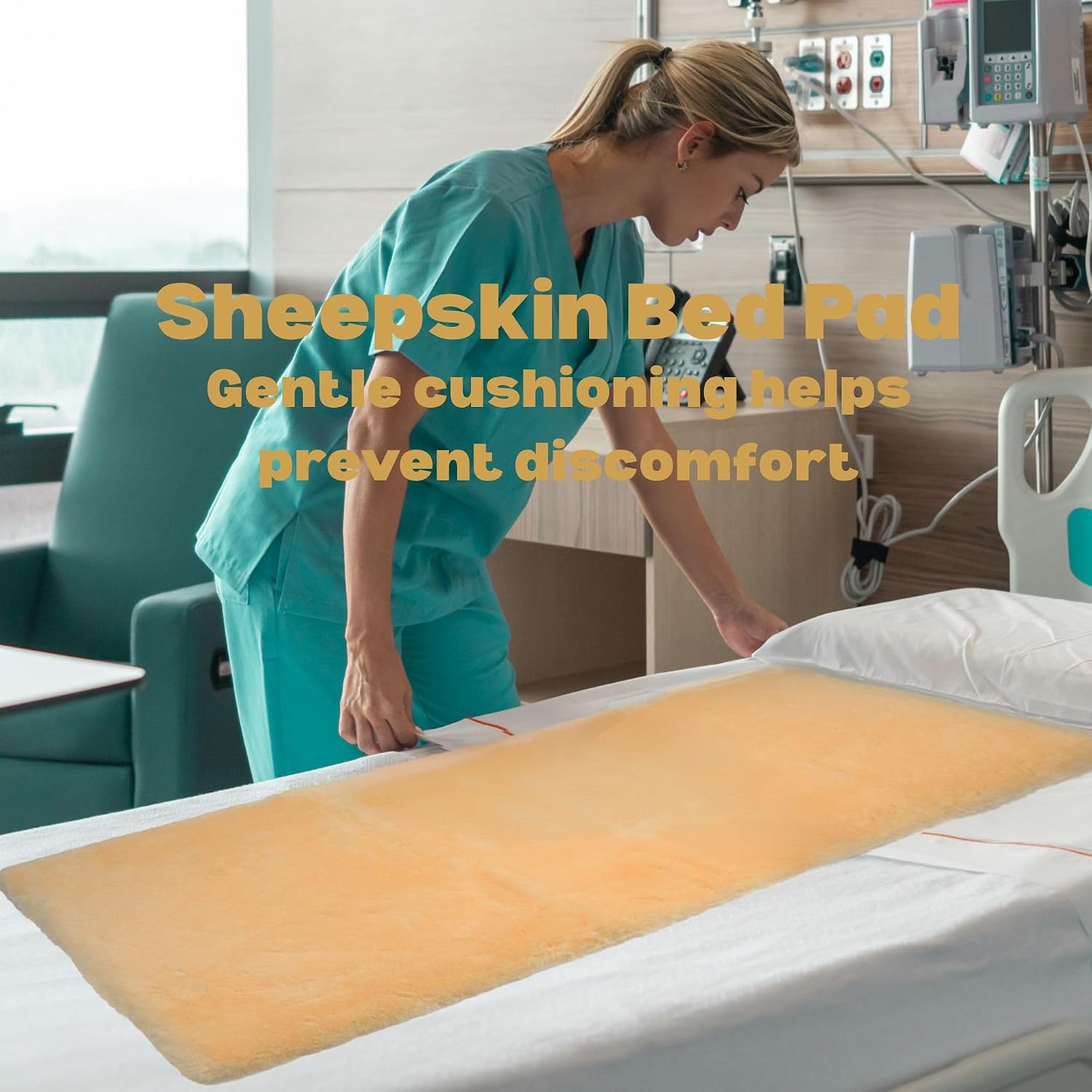 Natural Medical Sheepskin Pad, Non-Slip Back, Natural, 17 x 17 in, 1 Pack