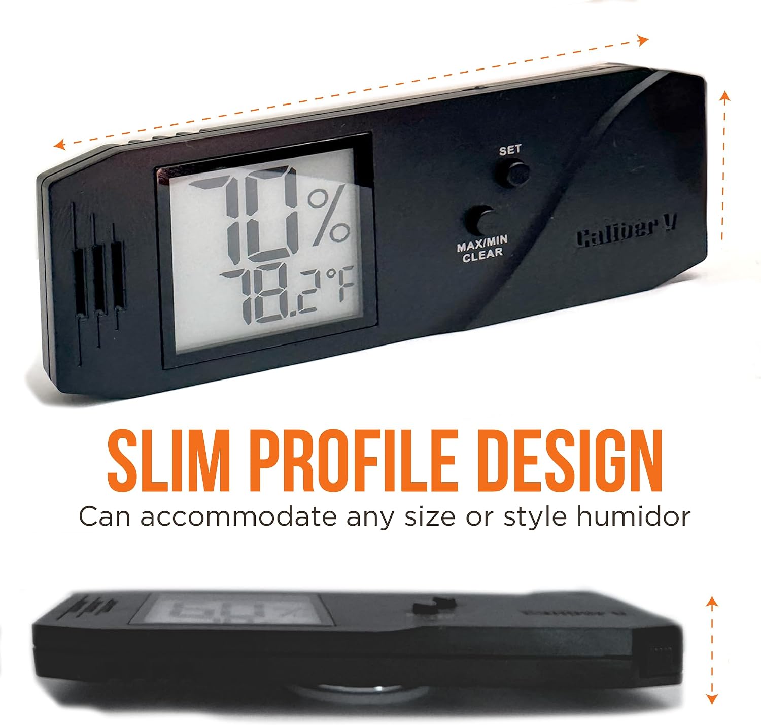 Oasis Caliber V Digital Hygrometer and Thermometer - Slim Hygrometer & Thermometer w/Digital Humidity Sensor Gauge for Precise Readings