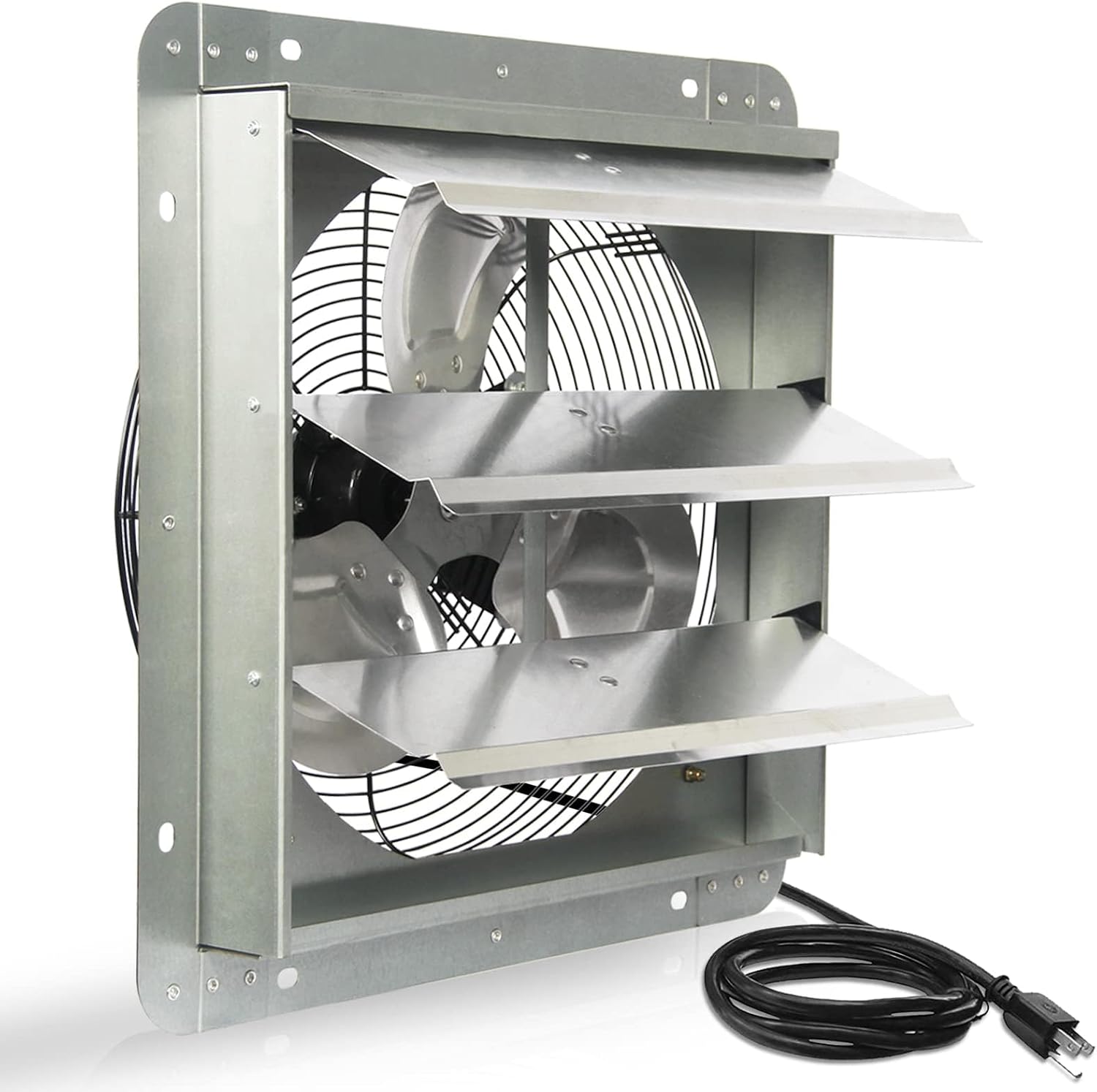 KEN BROWN 12 Inch Shutter Exhaust Fan Wall Mounted, Aluminum with 1.65 Meters Power Cord Kit, High Speed 1450CFM, Vent fan for Commercial, Greenhouse