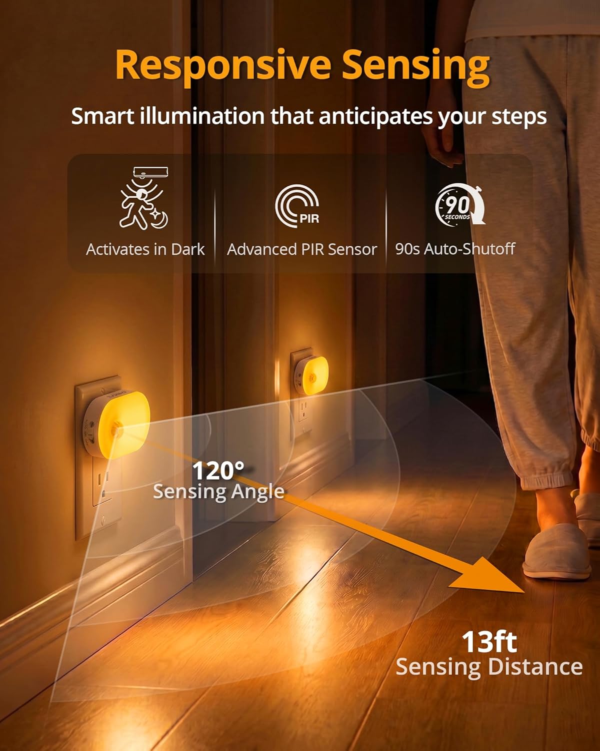 Lyridz 120 Lumens Ultra Bright Plug-in Motion Sensor Night Light, 6-Pack