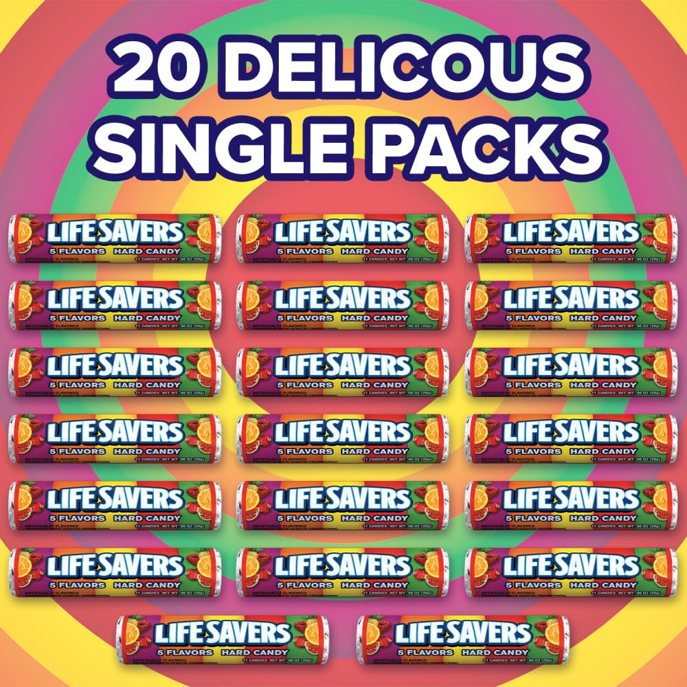 LIFE SAVERS Butter Rum Hard Candy Bulk, 1.14 ounce (20 Single Packs) | Buttery rum hard candy in single packs, easy to share at the desk, on commutes, road trips or in a candy bowl at game night