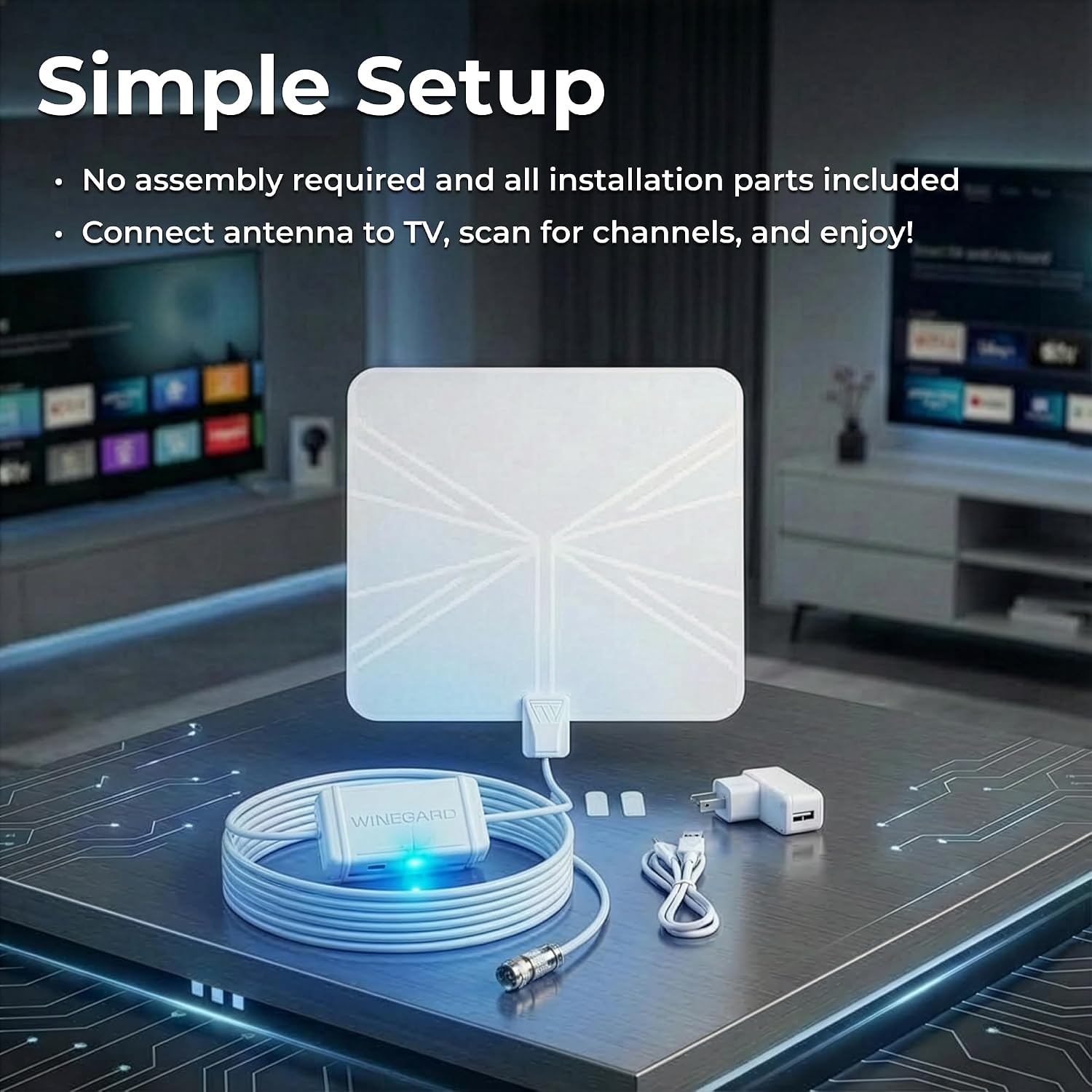 Winegard FL-5000 Indoor HD Antenna FlatWave - Non-Amplified VHF/UHF Indoor TV Antenna-Over-the-Air Reception-40 Mile Range-NextGen TV Compatible Ultra-Thin-Dual Color Easy Setup-For Metro Areas