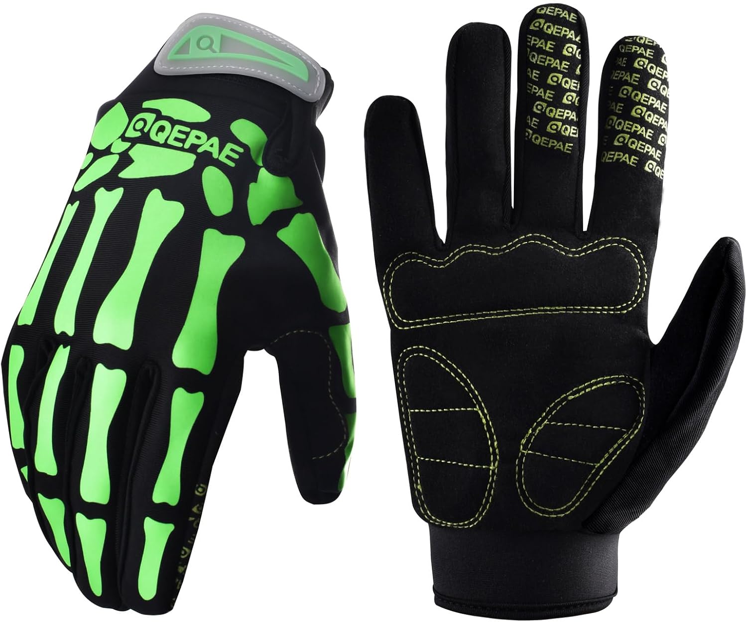 Azarxis Skeleton Gloves Adjustable Lightweight Racing Skull Sports Work Bone Gloves Anti-Slip Breathable for Men & Women Motorcycle, Cycling, Biking