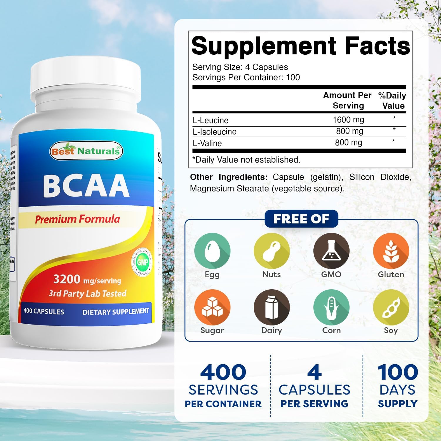 Best Naturals BCAA Branch Chain Amino Acid, 3200mg per Serving