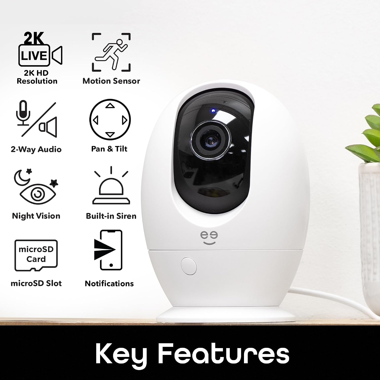 Geeni PetConnect Auto-Rotate Crystal-Clear 2K Quad HD Smart Pet Camera | 2560X1440 2K resolution at 20 fps, motion detection, night vision