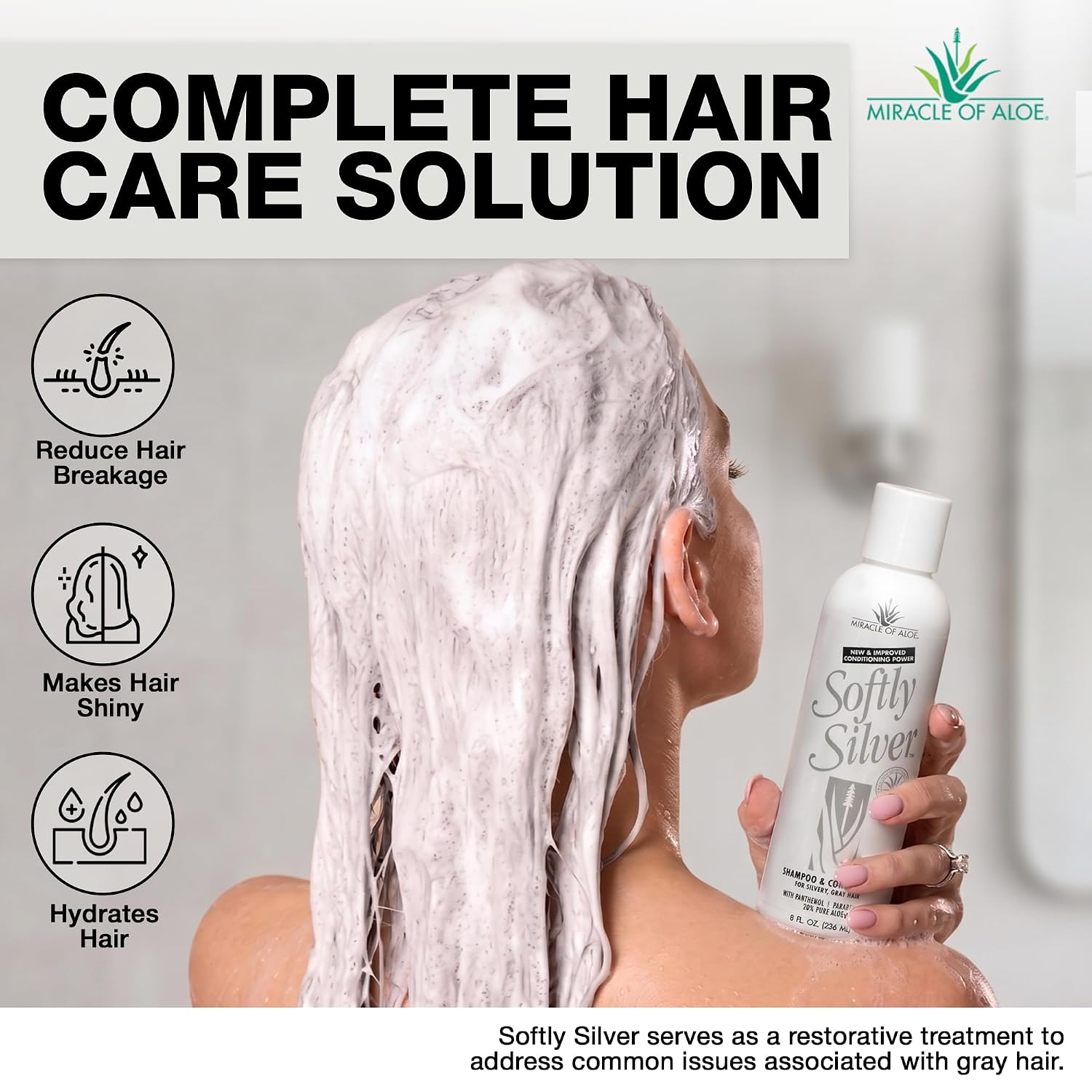Softly Silver Shampoo For Gray Hair, 2 In 1 Purple Restorative Hair Wash