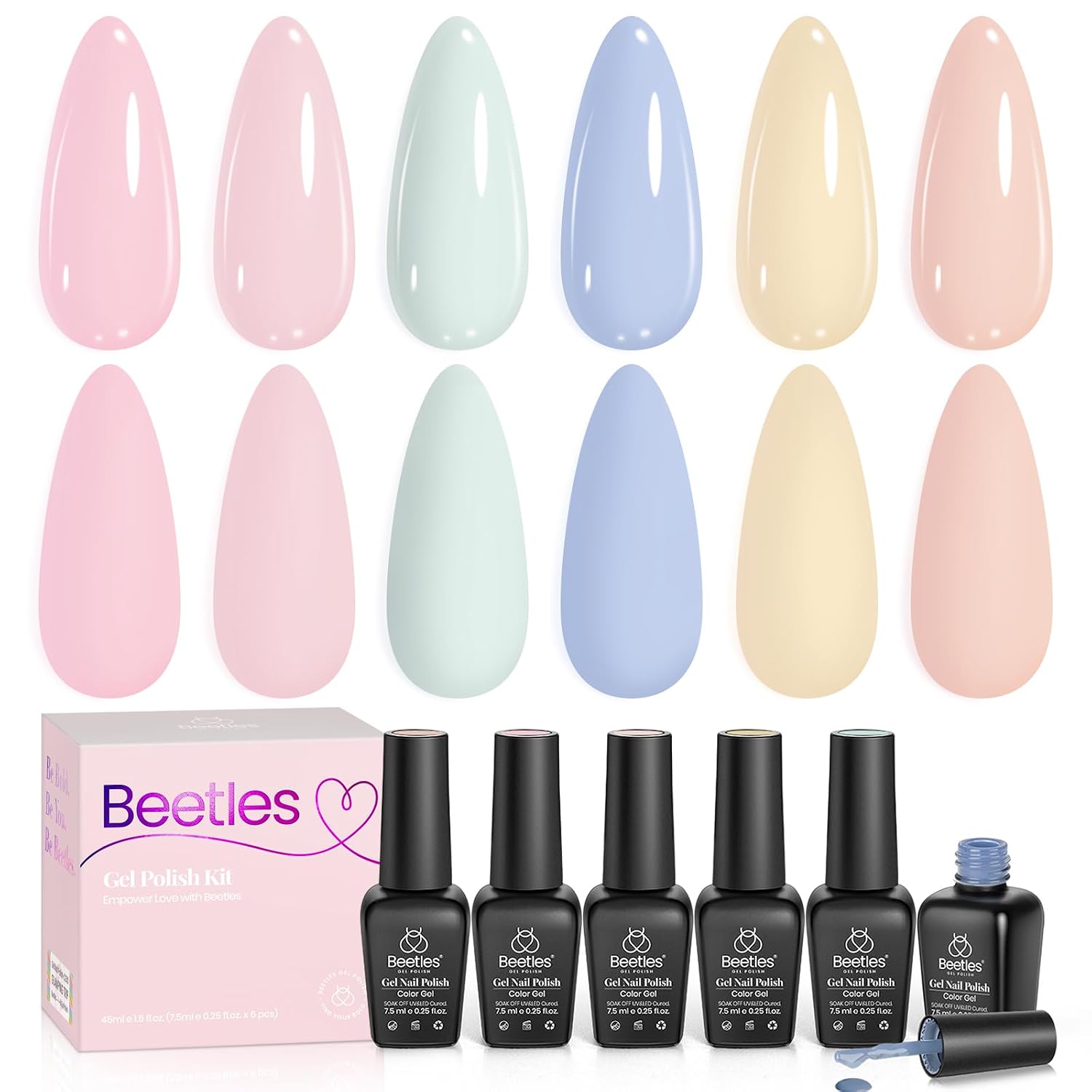 Beetles Green Gel Polish Set, 6 Colors Misty Forest Collection