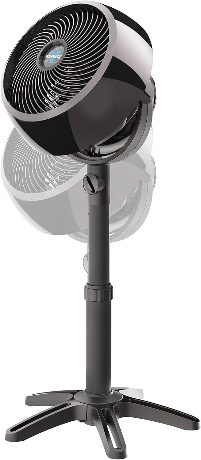 Vornado 7803 Large Pedestal Whole Room Air Circulator, Fan with Adjustable Height, 33-40 in, 3 Speed Settings, Removable Grill for Cleaning, Black Standing Floor Fan for Bedroom