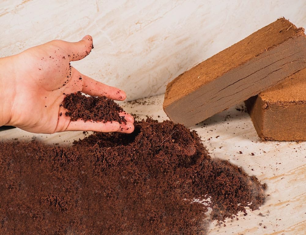 Envelor Organic Coco Coir Brick 10 Lbs. Coir Block Coconut Fiber Growing Medium Potting Soil Mix Coco Peat Media Coir Pith Indoor Outdoor Planters Vegetable Garden Beds