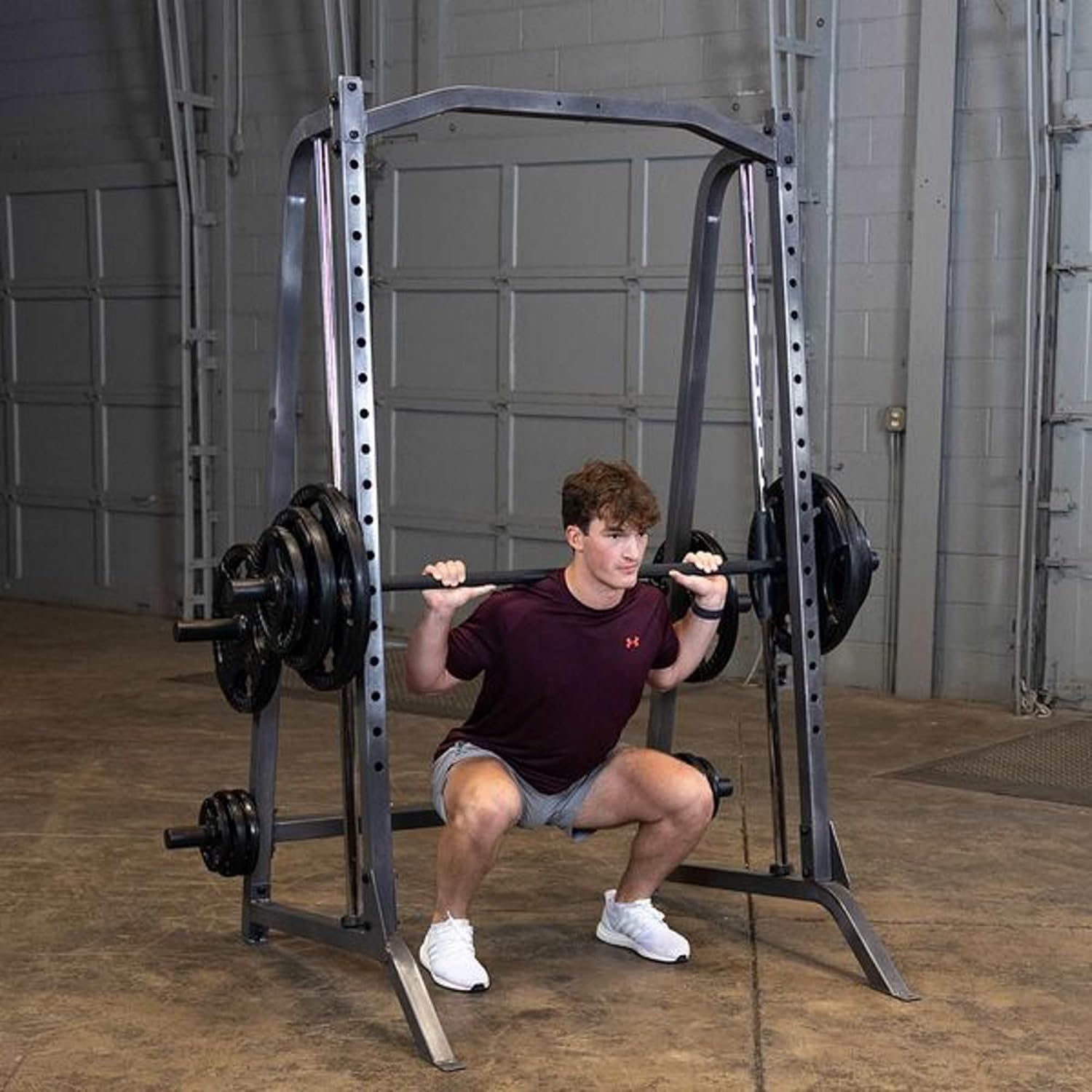 Body Solid Smith Machine Package - Strength Training Weight Cage Squat Rack System Ideal for Home and Commercial Gyms